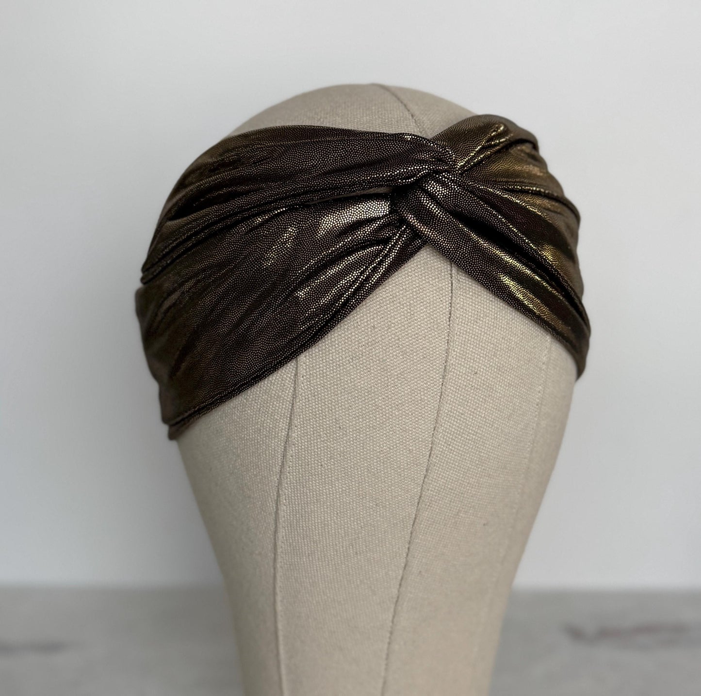 Mini Adjustable Golden Shimmery Wired Head Wrap, Bendable Fabric Headband, Women Head Scarf, Special Occasion Party Accessories