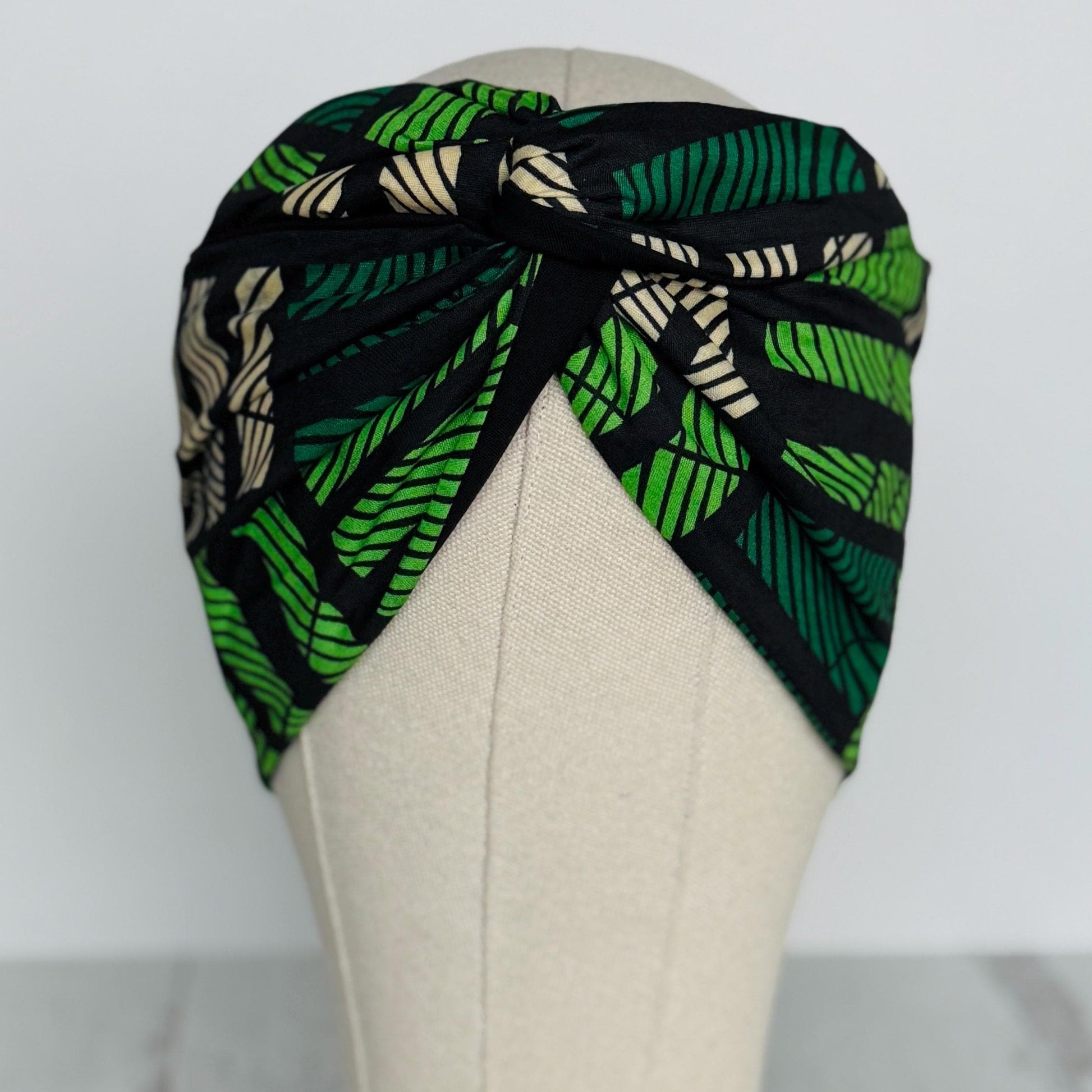 Extra Long Wide Adjustable Wire Wrap, Ankara Wired Headband, Green & Black African Fabric Head Wrap, Ankara Afro Boho Accessories