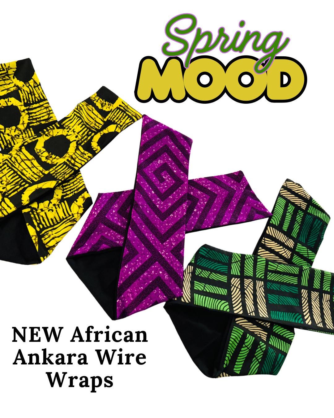 Extra Wide Adjustable Wire Wrap, Ankara Wired Headband, Blue & Black African Fabric Head Wrap, Ankara Afro Boho Accessories