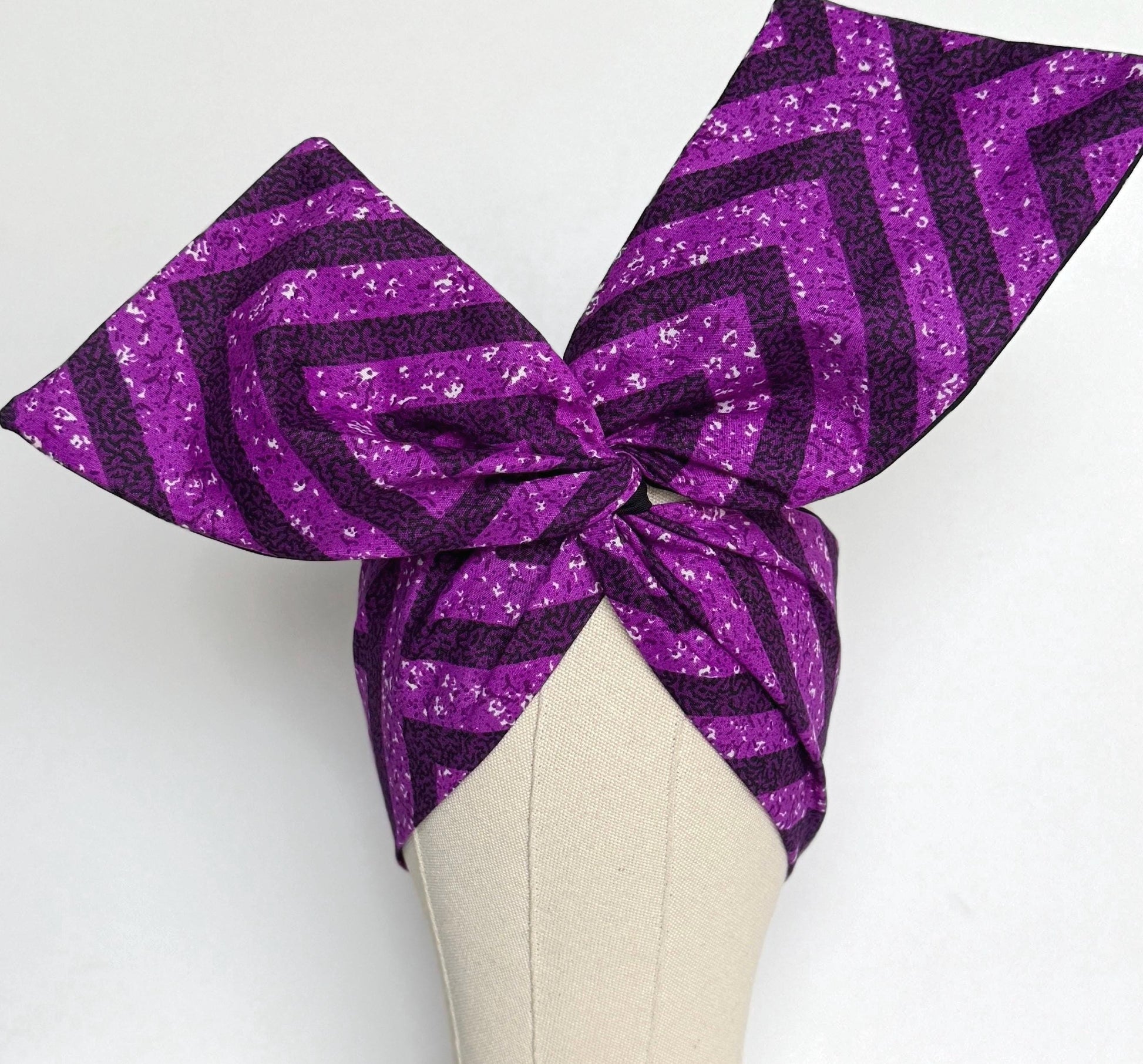 Extra Wide Adjustable Wire Wrap, Ankara Wired Headband, Purple & Black African Fabric Head Wrap, Ankara Afro Boho Accessories