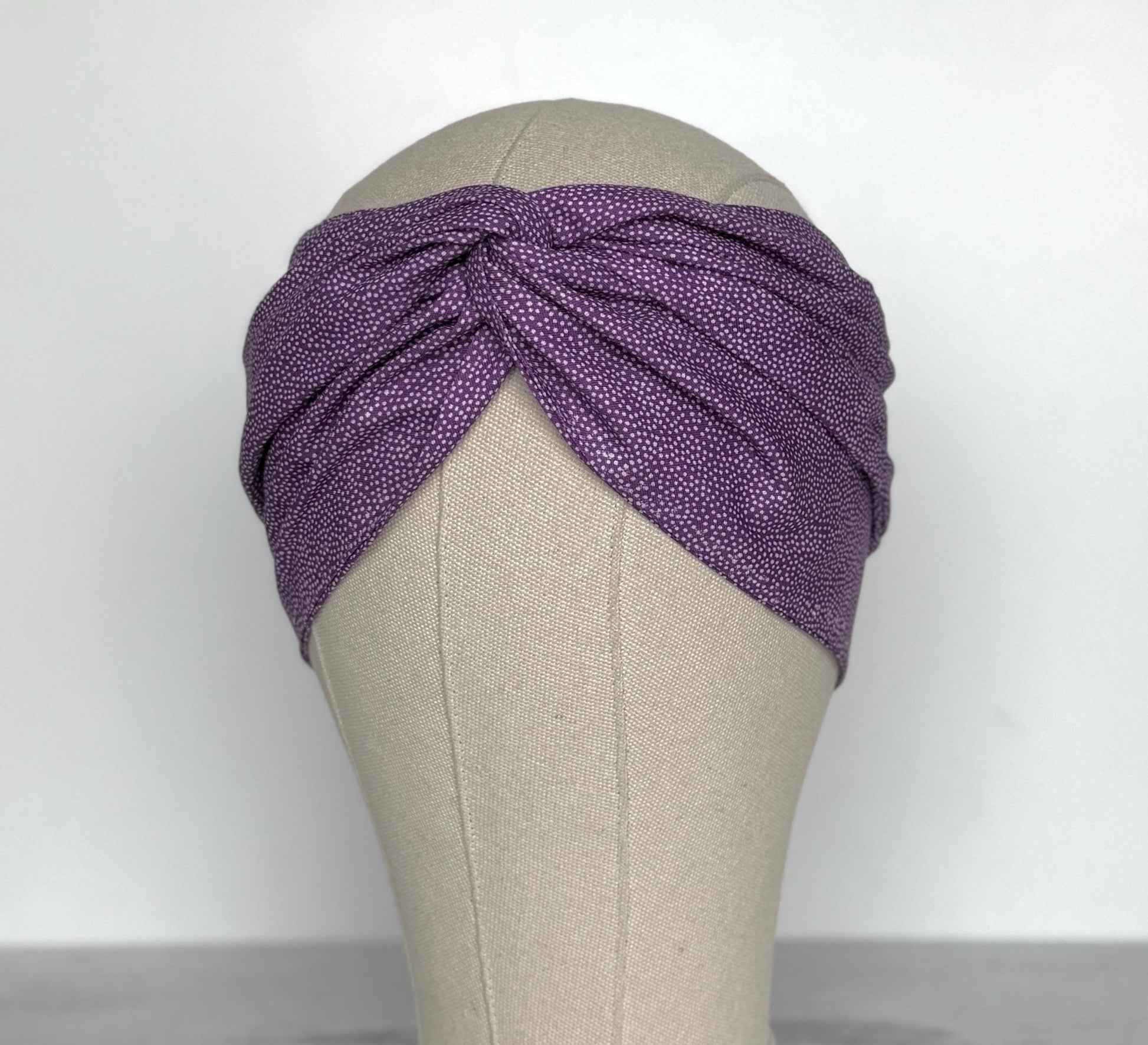 Extra Long & Wide ADJUSTABLE WIRE head Wrap, Purple Polka Dots Print Wired Head Band, Turban, Headband for Women, Boho Hair Wrap