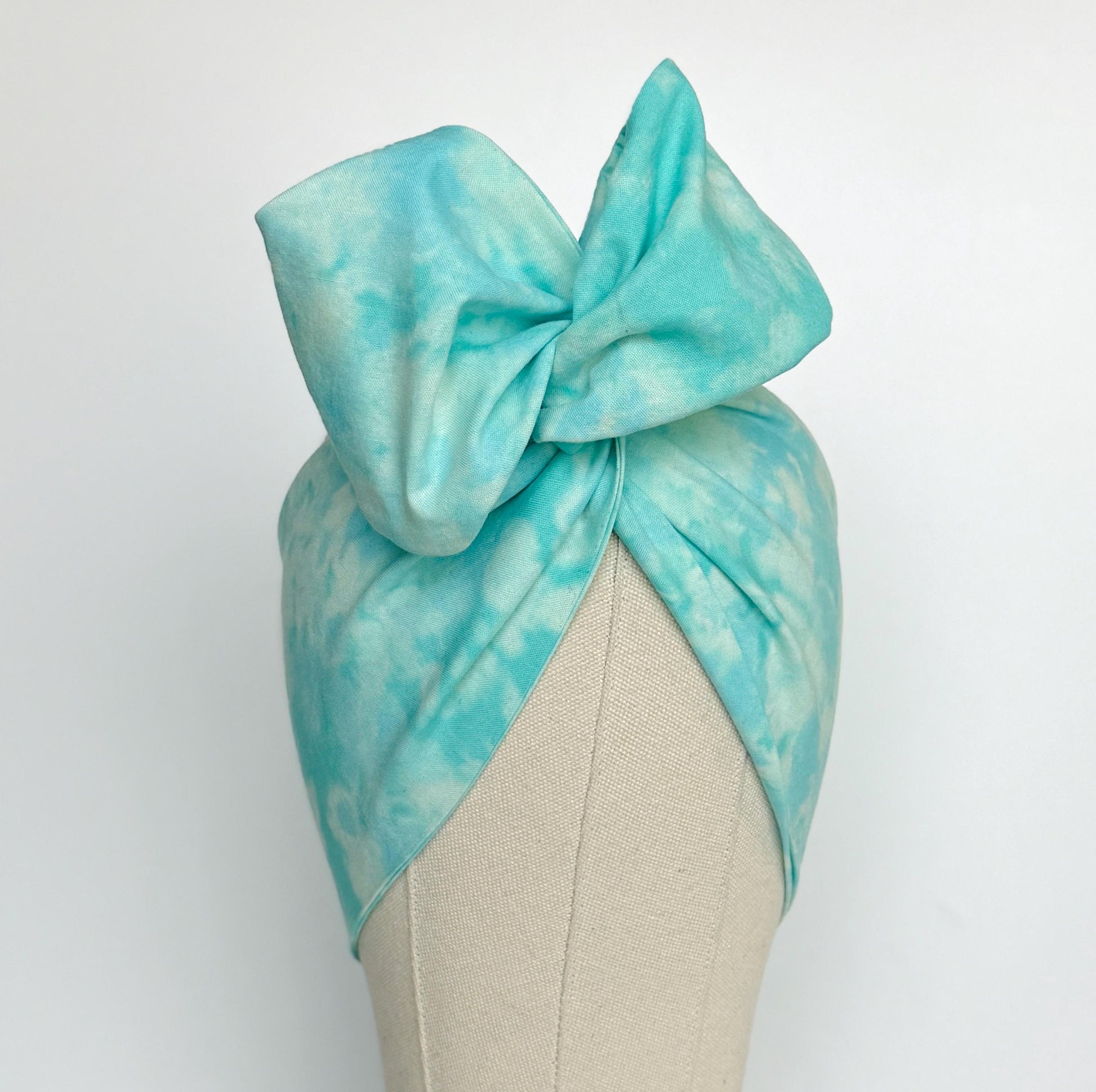 Extra Wide Adjustable Wire Headband, Hand dyed Tie Dye TEAL Wired Headband Turban, Fabric Head Wrap, Hair Scarf