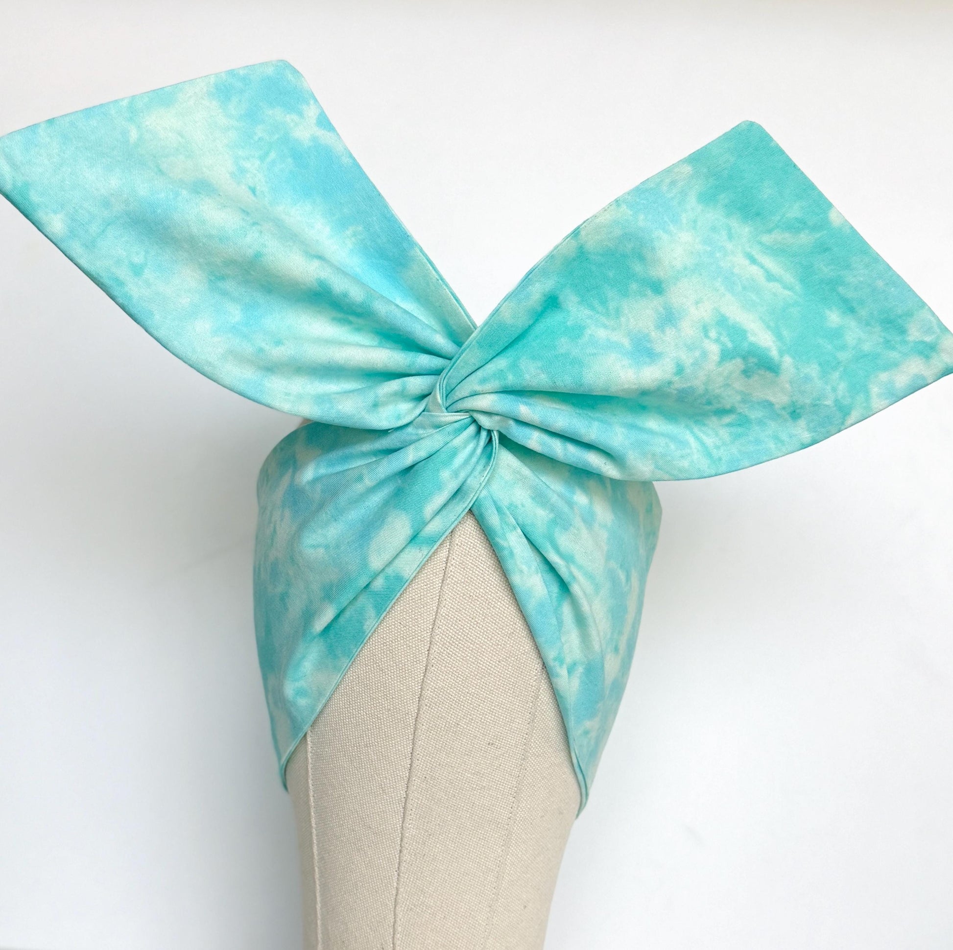 Extra Wide Adjustable Wire Headband, Hand dyed Tie Dye TEAL Wired Headband Turban, Fabric Head Wrap, Hair Scarf
