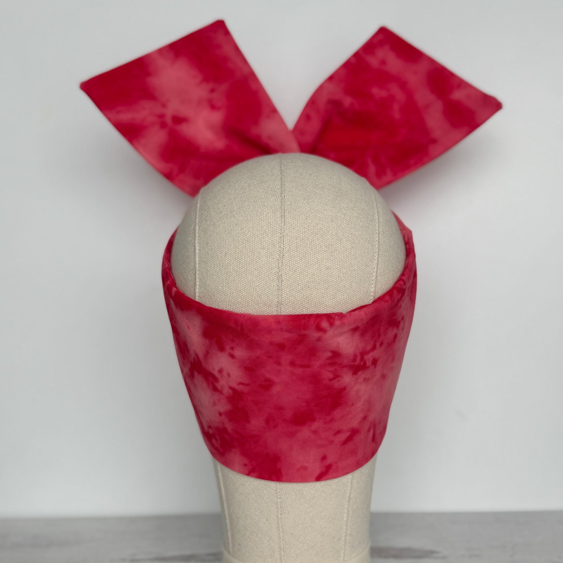 Extra Wide Adjustable Wire Headband, Hand dyed Tie Dye Red Pink Wired Headband Turban, Fabric Head Wrap, Hair Scarf