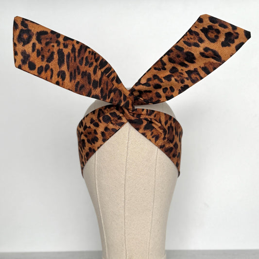 Mini Adjustable Wire Head Wrap, Leopard Print Wired Headband, Bendable Fabric Head Wrap, Women Head Scarf, No Slip Hair Accessories