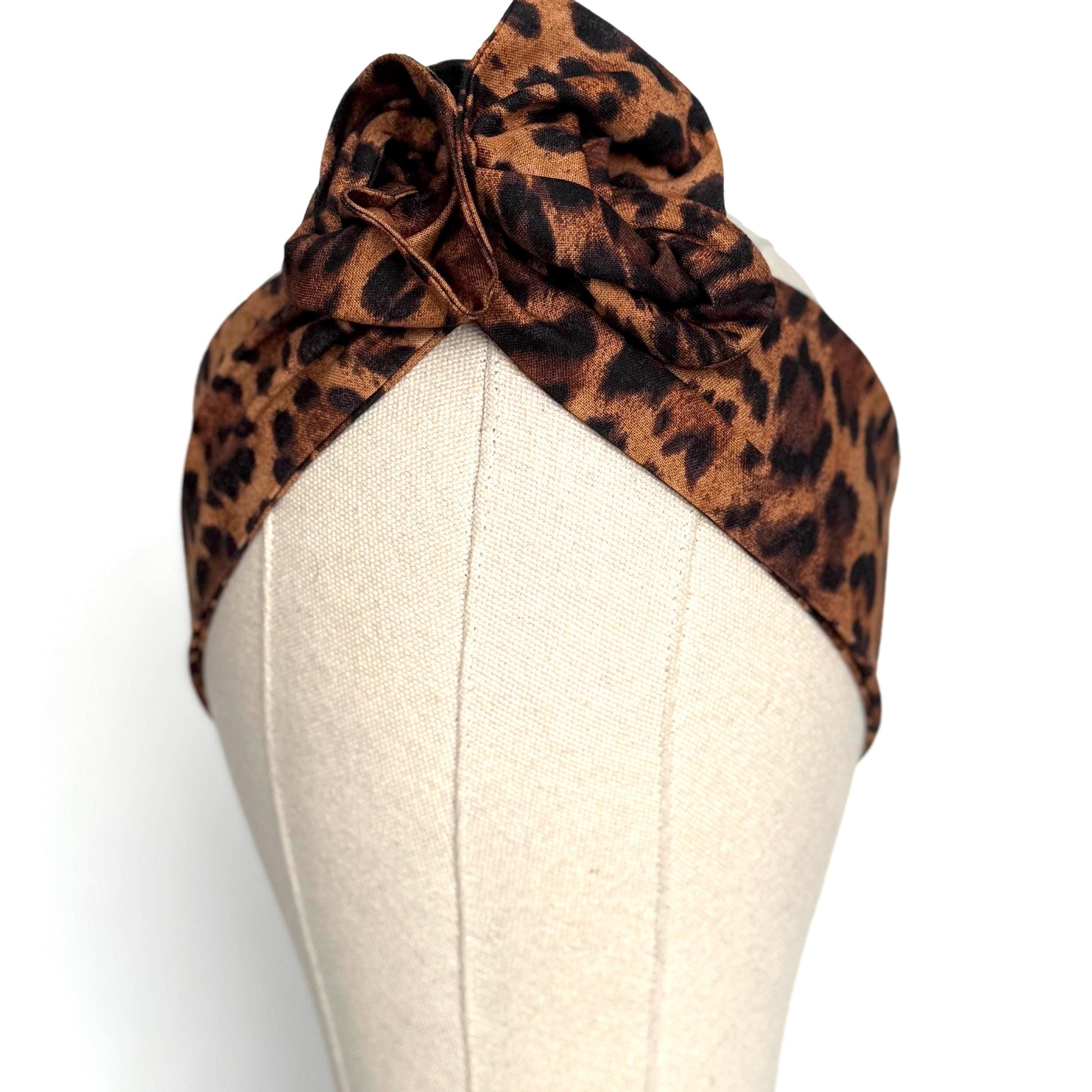 Mini Adjustable Wire Head Wrap, Leopard Print Wired Headband, Bendable Fabric Head Wrap, Women Head Scarf, No Slip Hair Accessories