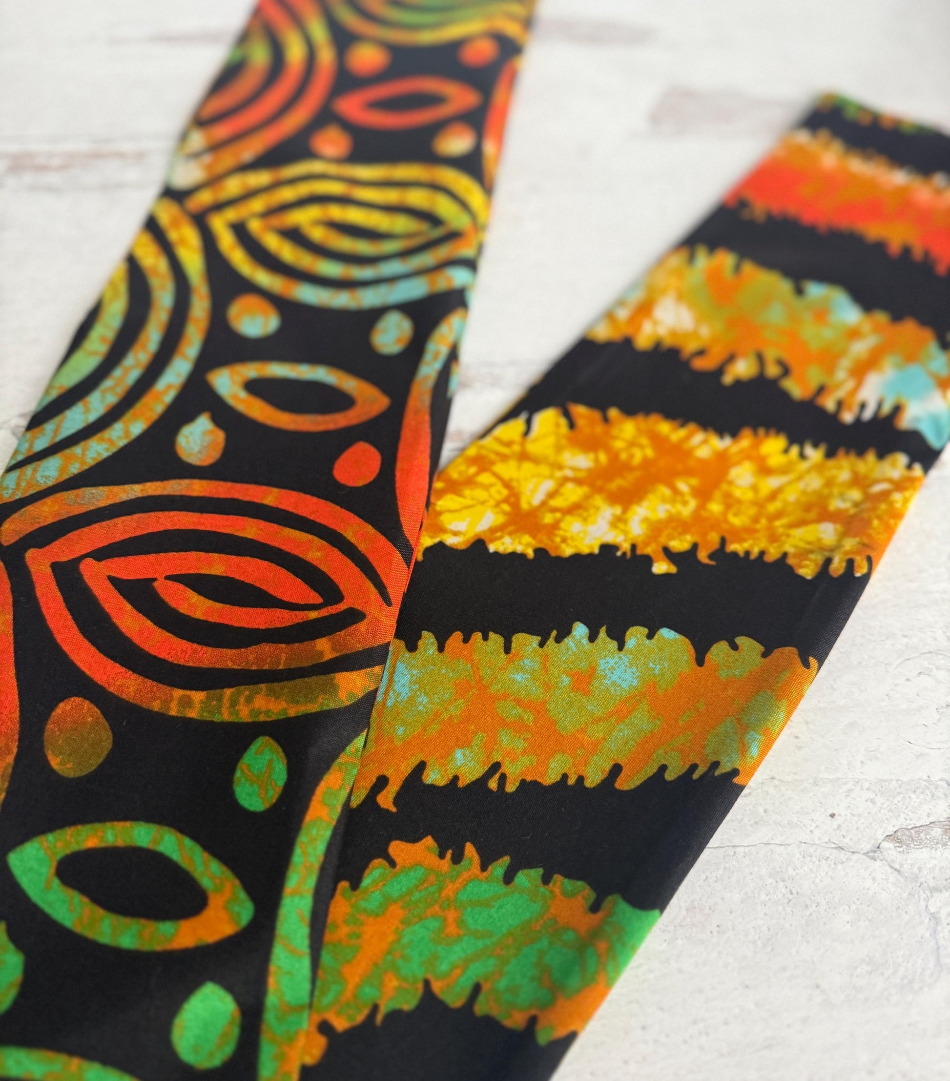 Extra Wide Adjustable Wire Wrap, Ankara Wired Headband, Black Orange Yellow Red African Fabric Head Wrap, Ankara Afro Boho Accessories