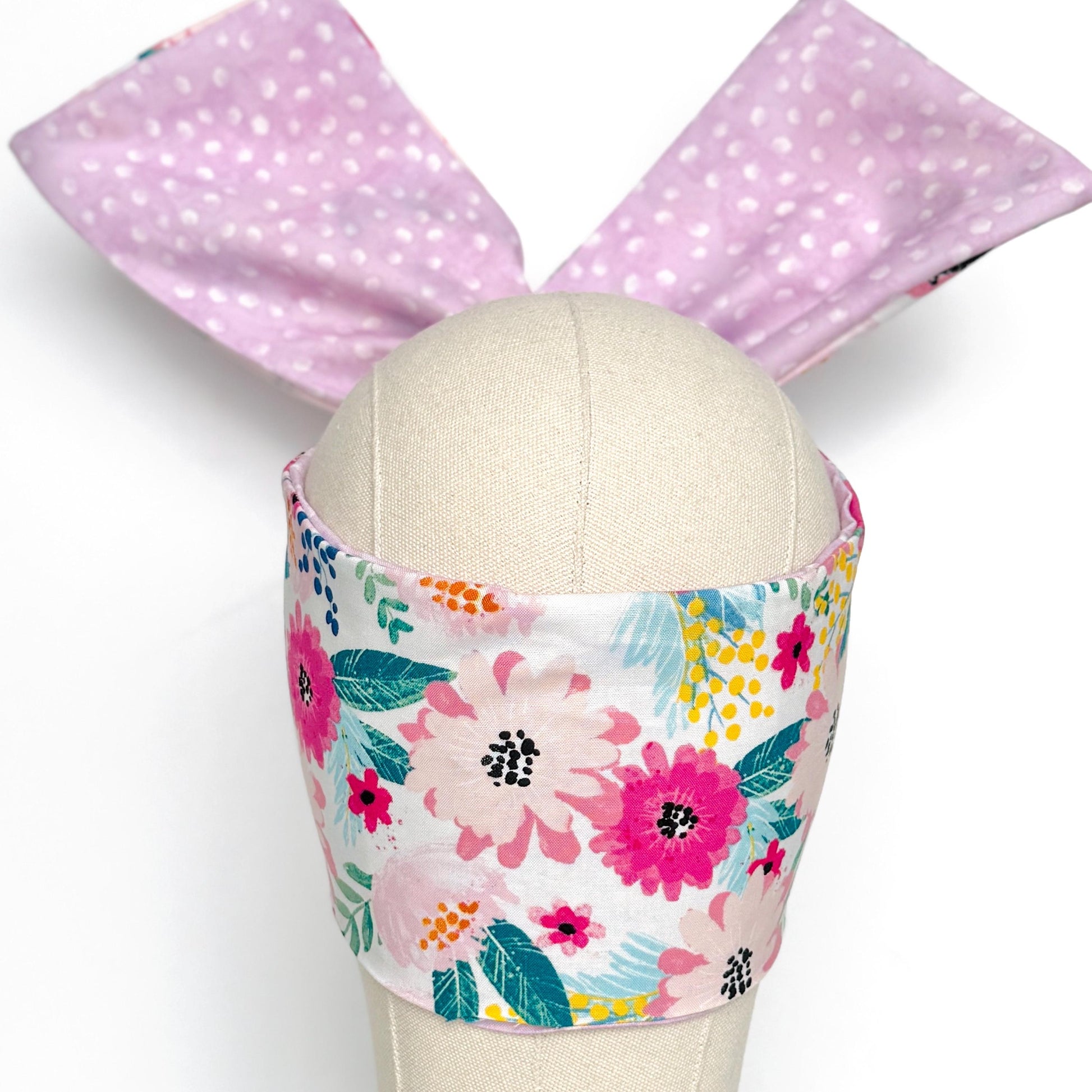 Extra Wide Reversible BENDABLE Wire Headband, Pink White Floral Print, Spring Summer Wired Head Wrap, Turban Accessories, Head Scarf Bandana