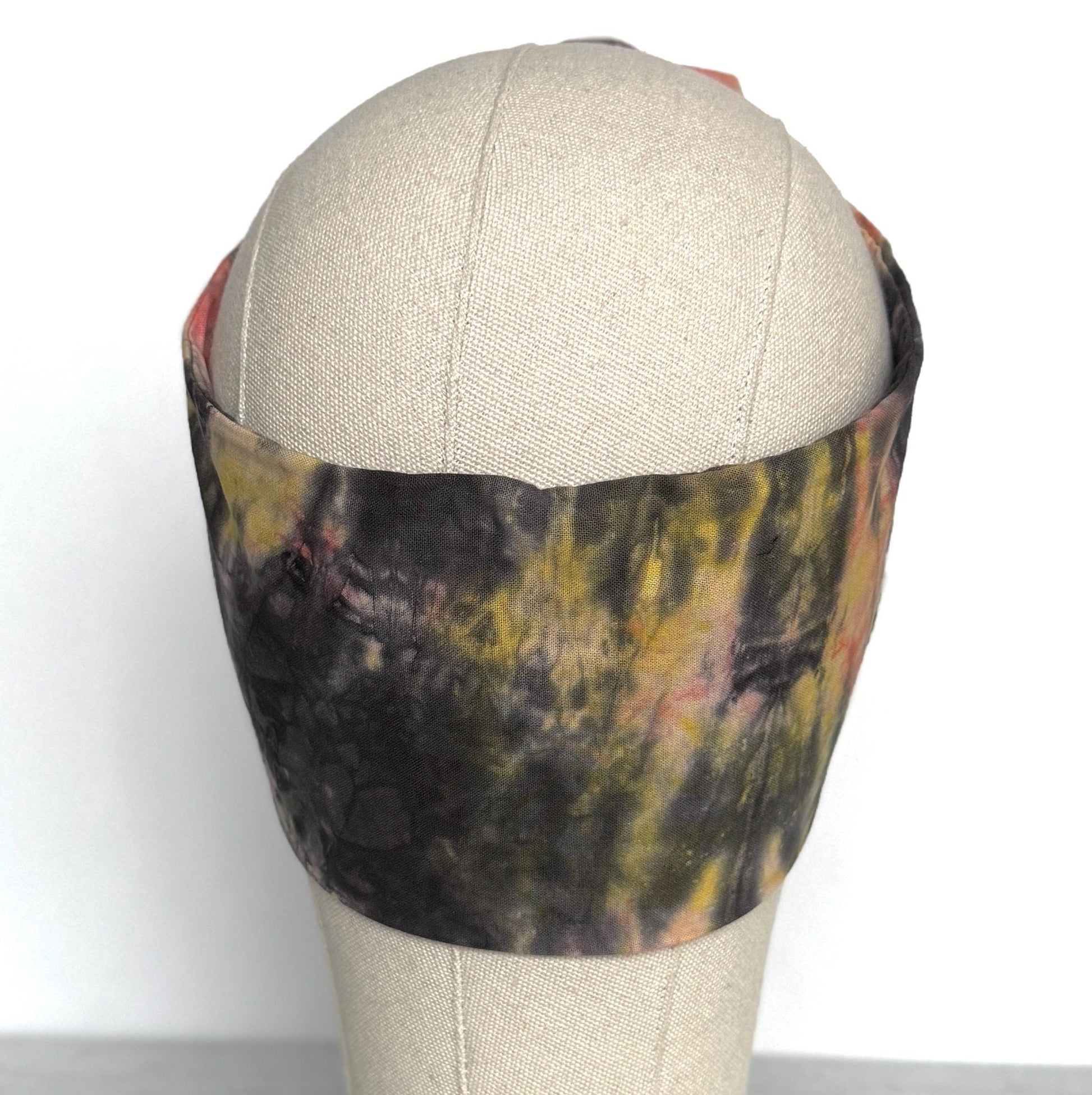 Hand Dyed Extra Long Wide ADJUSTABLE Wire Headband, Pink Black Tie Dyed Spring Summer Wired Head Wrap, Hair Accessories, No Slip Scarf