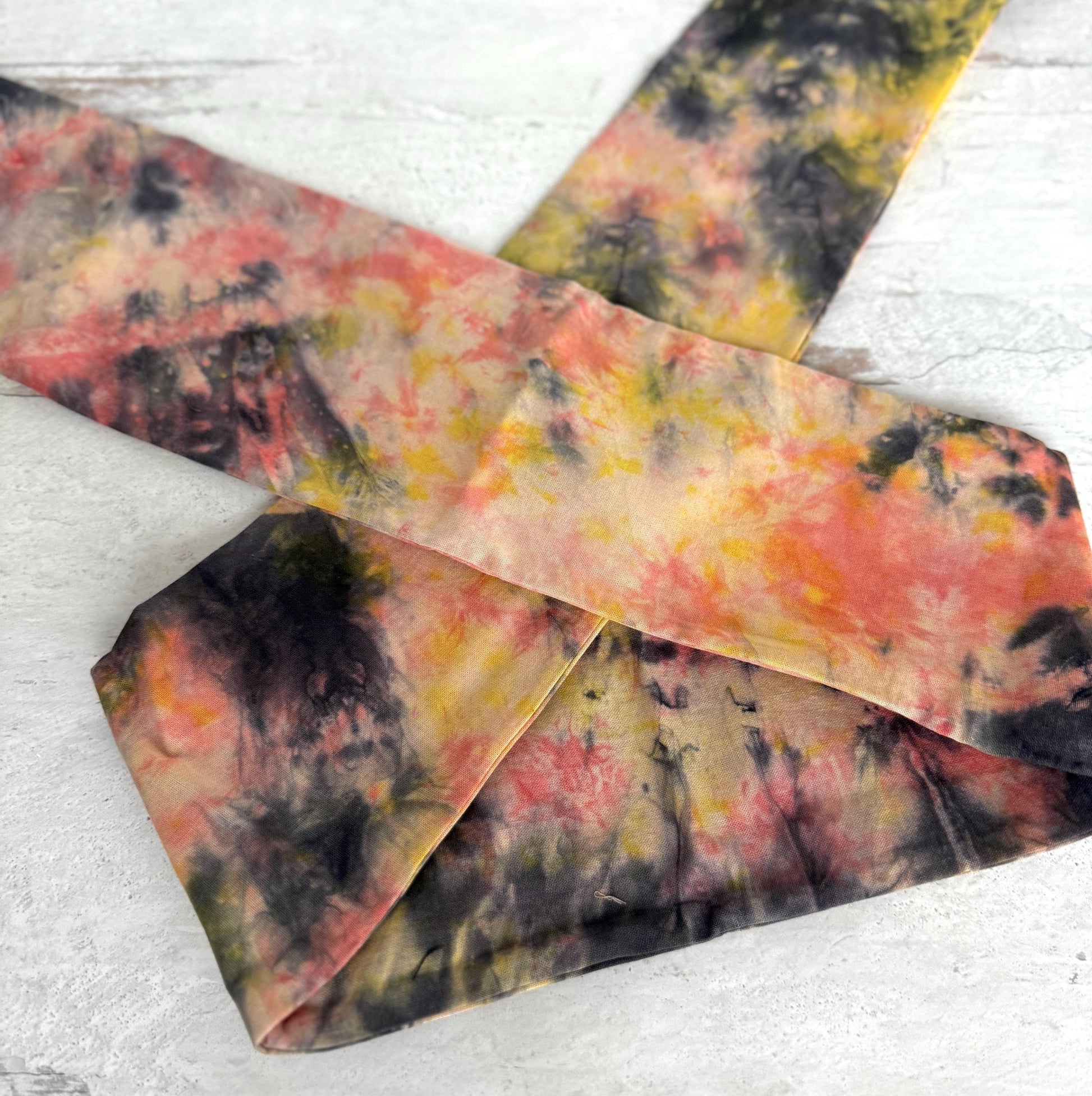 Hand Dyed Extra Long Wide ADJUSTABLE Wire Headband, Pink Black Tie Dyed Spring Summer Wired Head Wrap, Hair Accessories, No Slip Scarf