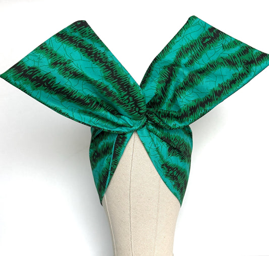 Extra Wide Adjustable Wire Wrap, Ankara Wired Headband, Teal & Black African Fabric Head Wrap, Ankara Afro Boho Accessories