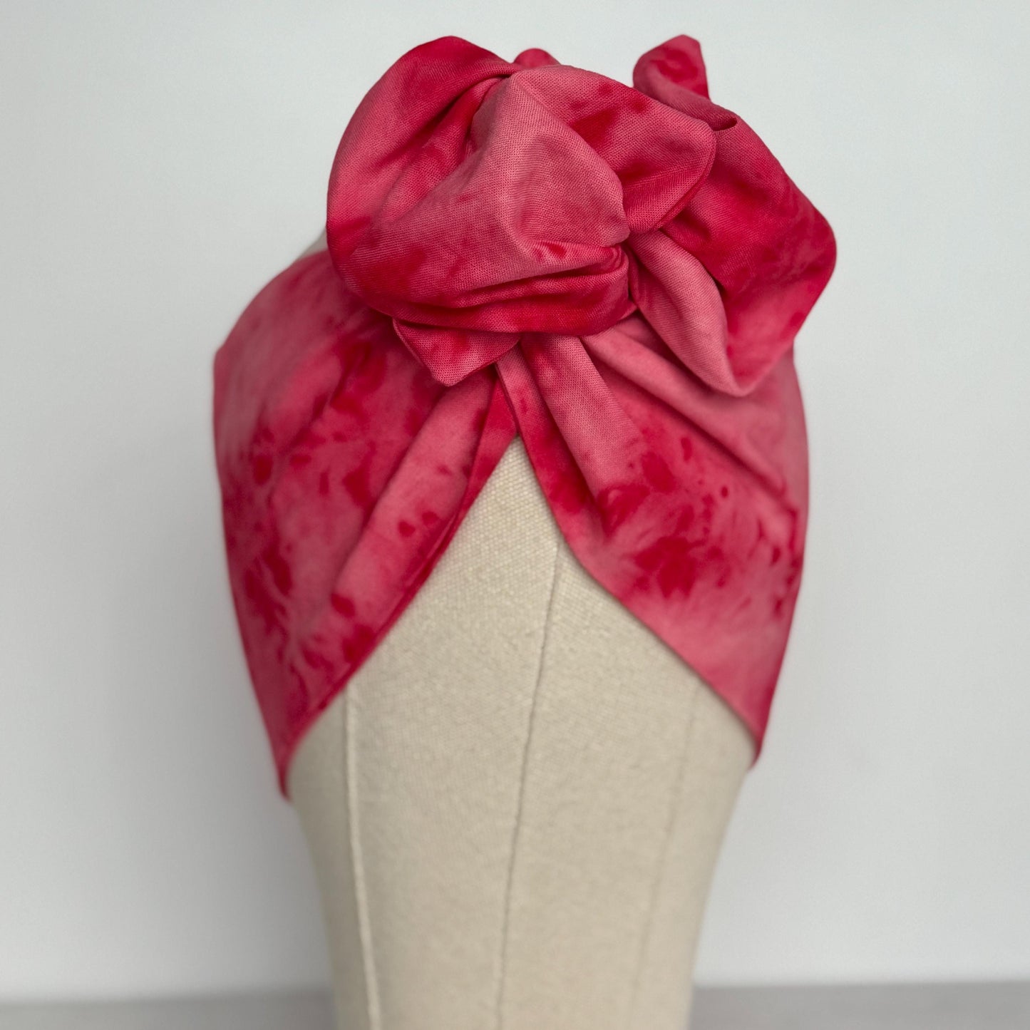 Extra Wide Adjustable Wire Headband, Hand dyed Tie Dye Red Pink Wired Headband Turban, Fabric Head Wrap, Hair Scarf