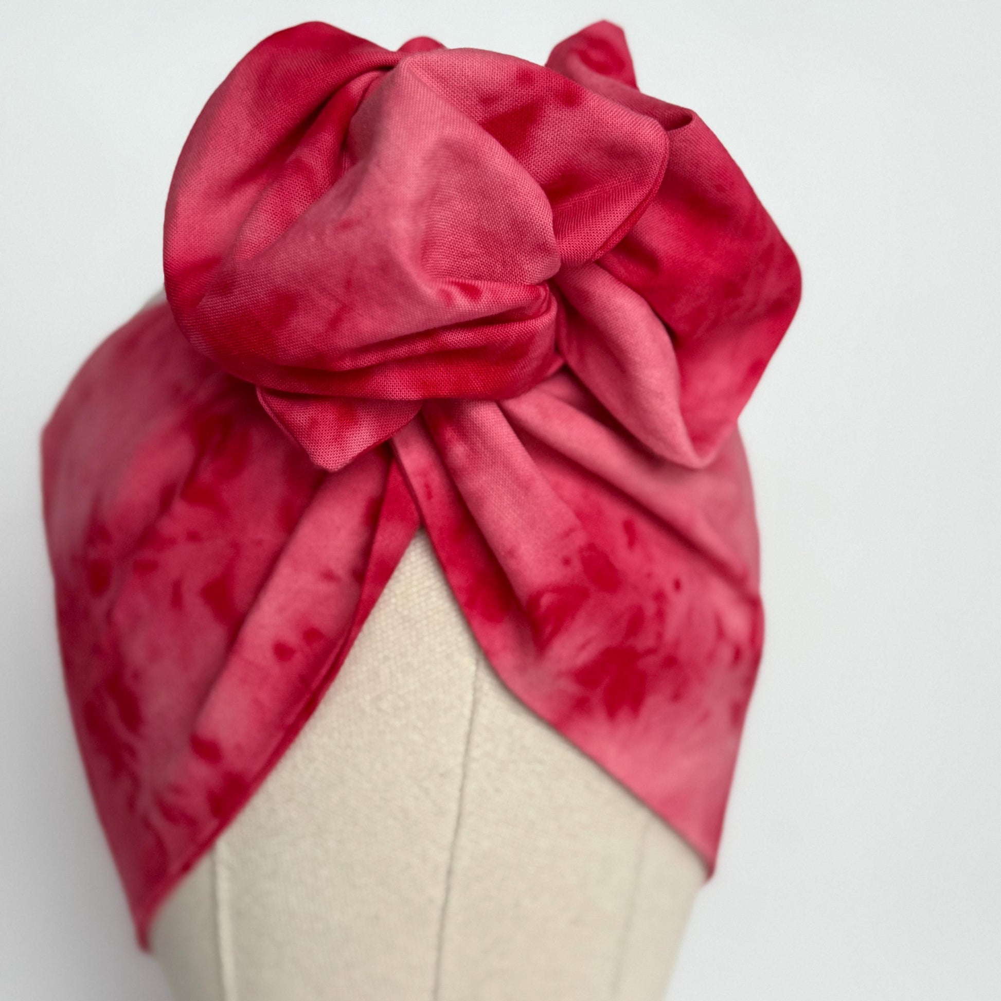 Extra Wide Adjustable Wire Headband, Hand dyed Tie Dye Red Pink Wired Headband Turban, Fabric Head Wrap, Hair Scarf