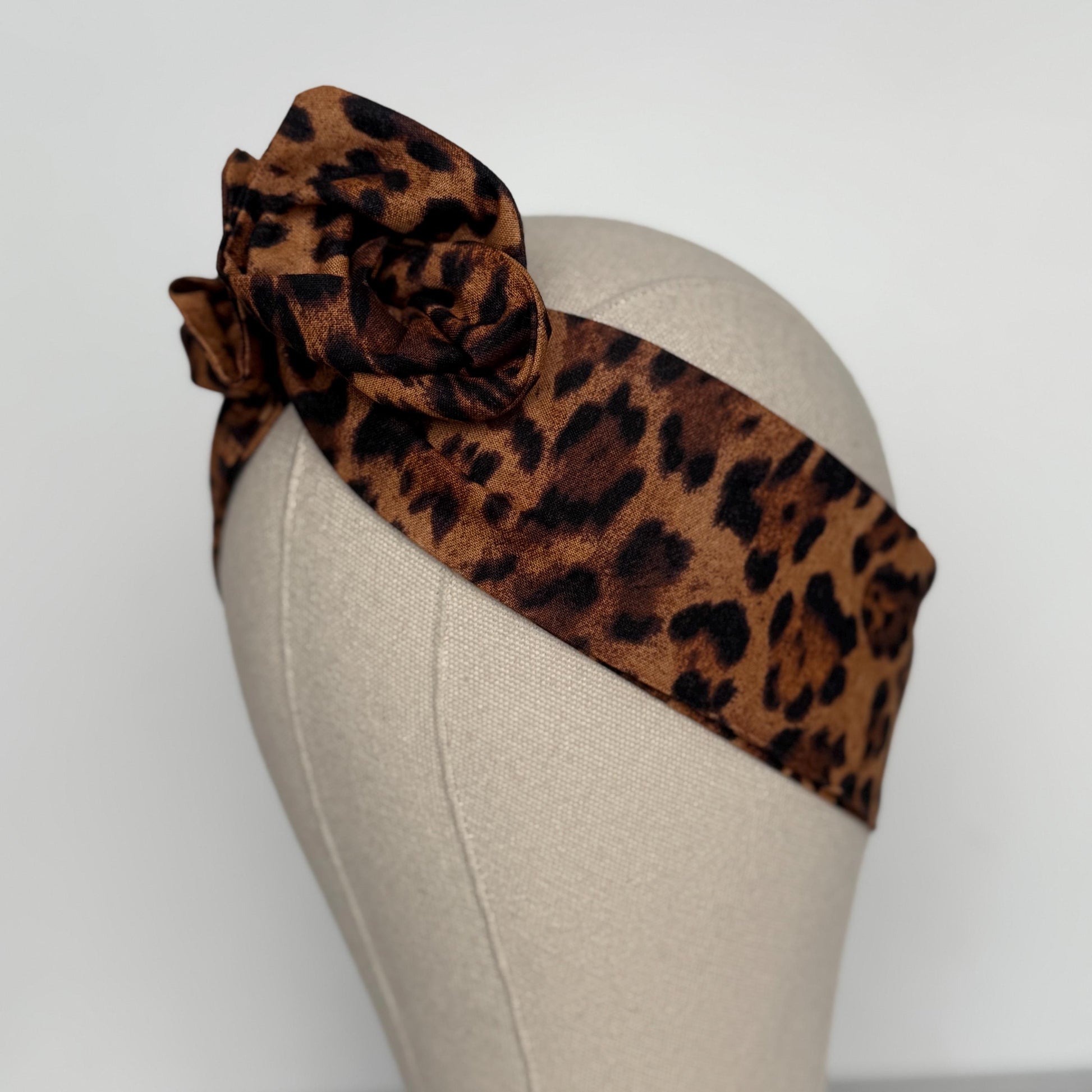 Mini Adjustable Wire Head Wrap, Leopard Print Wired Headband, Bendable Fabric Head Wrap, Women Head Scarf, No Slip Hair Accessories