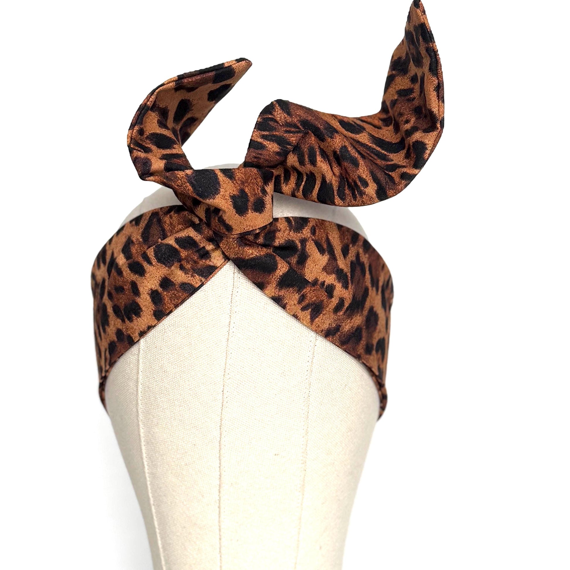 Mini Adjustable Wire Head Wrap, Leopard Print Wired Headband, Bendable Fabric Head Wrap, Women Head Scarf, No Slip Hair Accessories