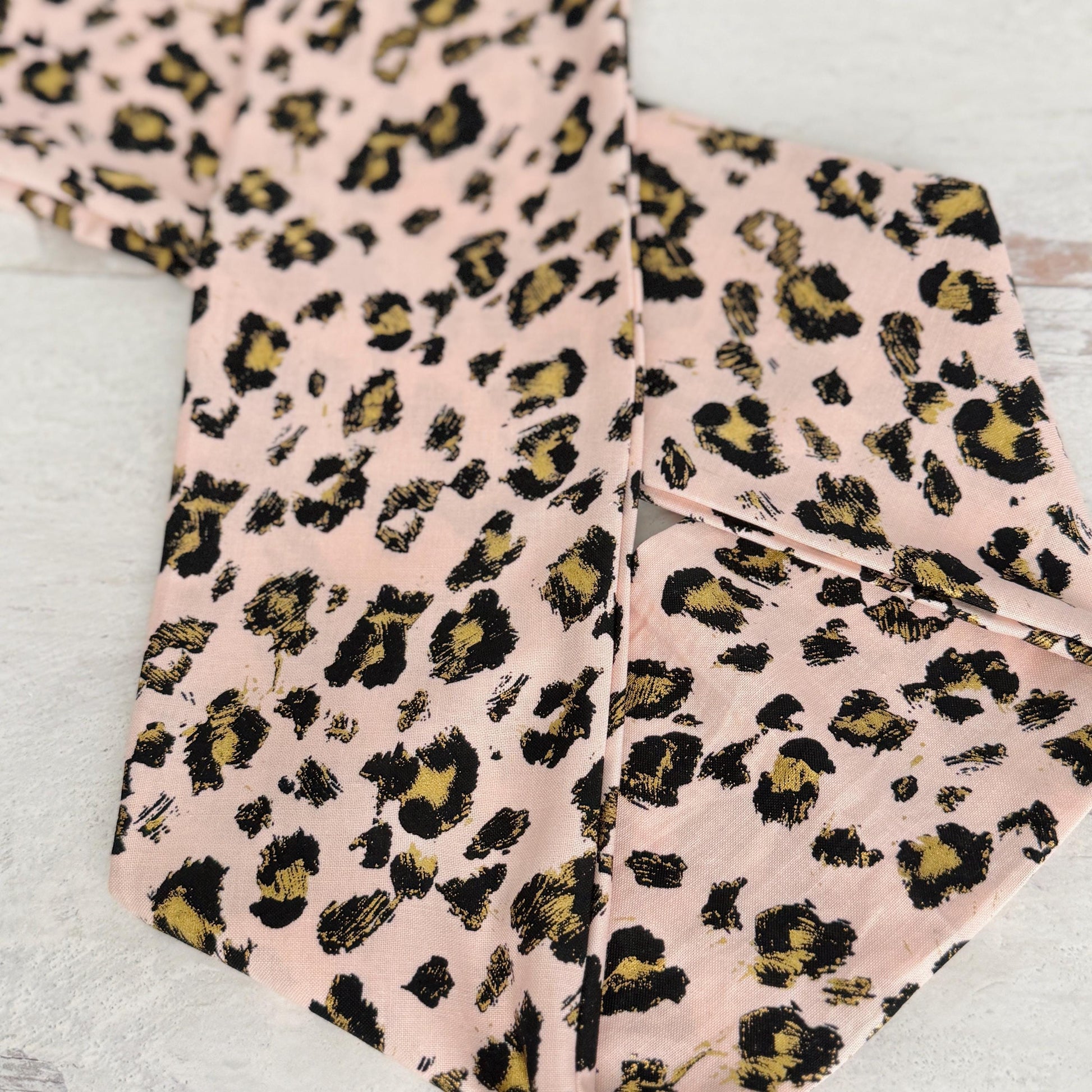 Extra Wide Adjustable Wire Headband, Pink & Gold Leopard Print, Boho Wired Headband, Fabric Head Wrap, Turban, Gift for Her, Bendable Scarf