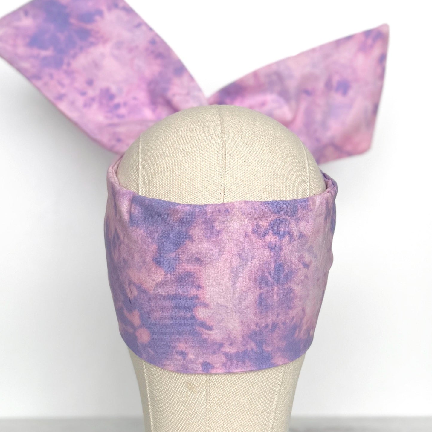 Extra Wide Adjustable Wire Headband, Hand dyed Tie Dye Purple & Pink Wired Headband Turban, Fabric Head Wrap, Hair Scarf