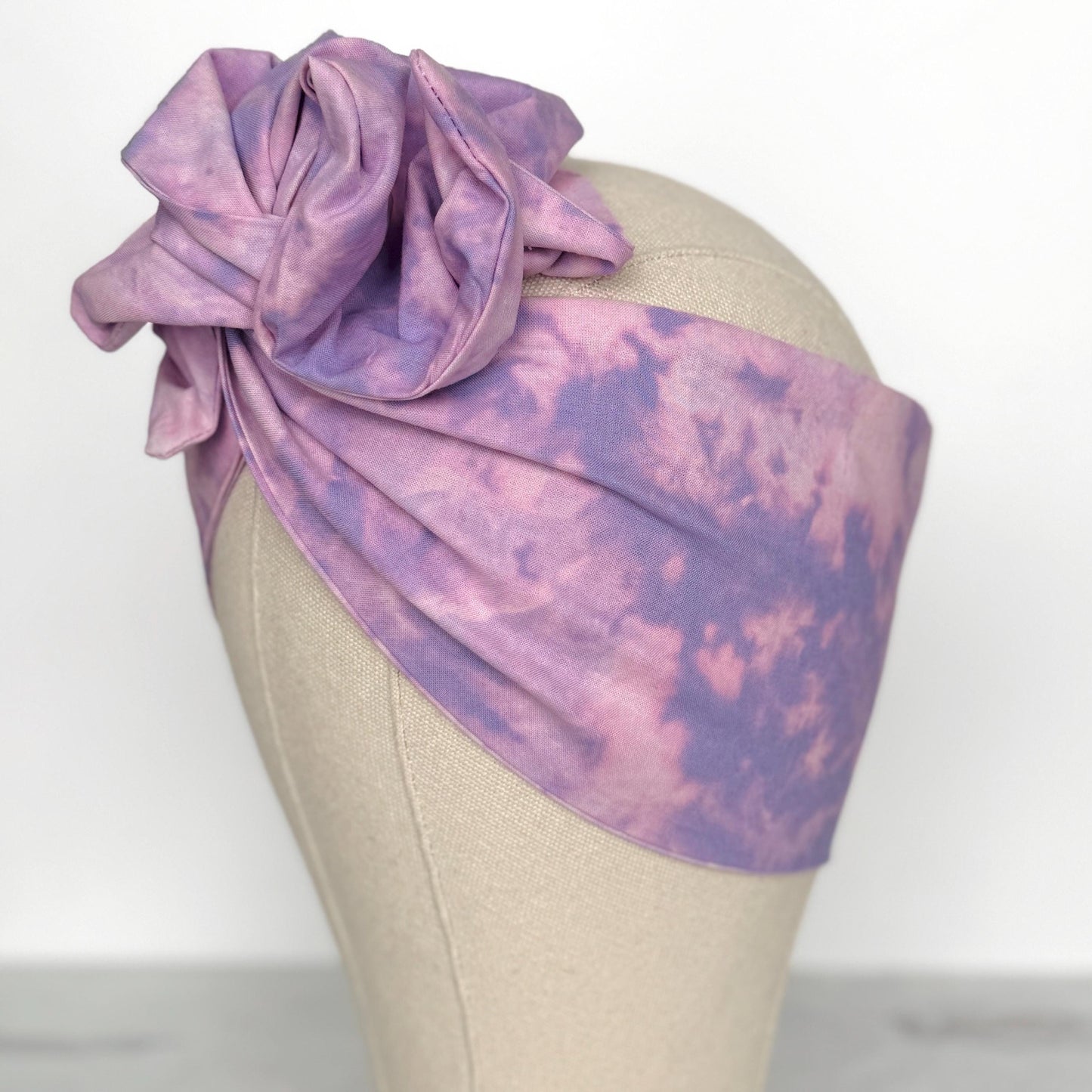 Extra Wide Adjustable Wire Headband, Hand dyed Tie Dye Purple & Pink Wired Headband Turban, Fabric Head Wrap, Hair Scarf
