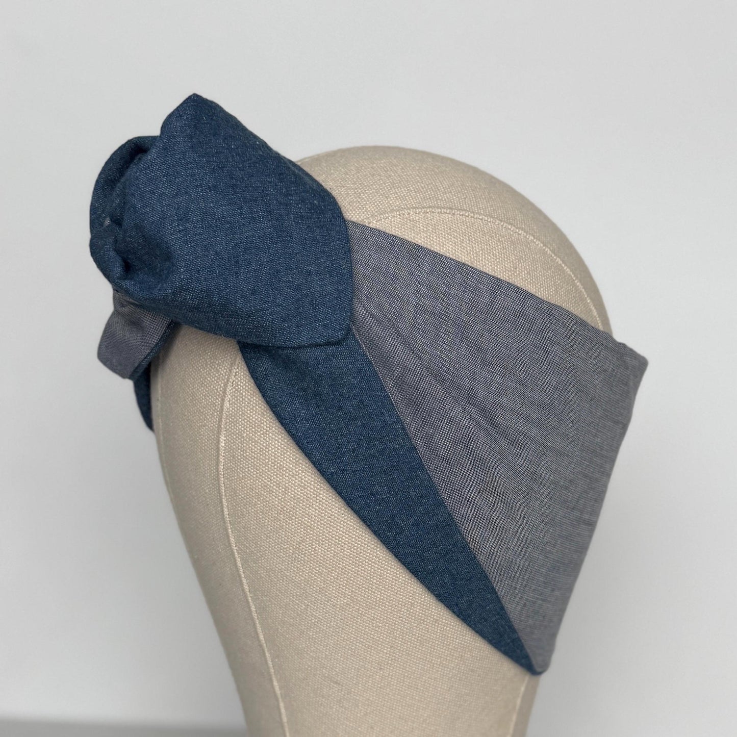 Extra Wide Reversible BENDABLE Wire Headband, Medium Denim Wired Head Wrap, Turban Accessories, Head Scarf Bandana