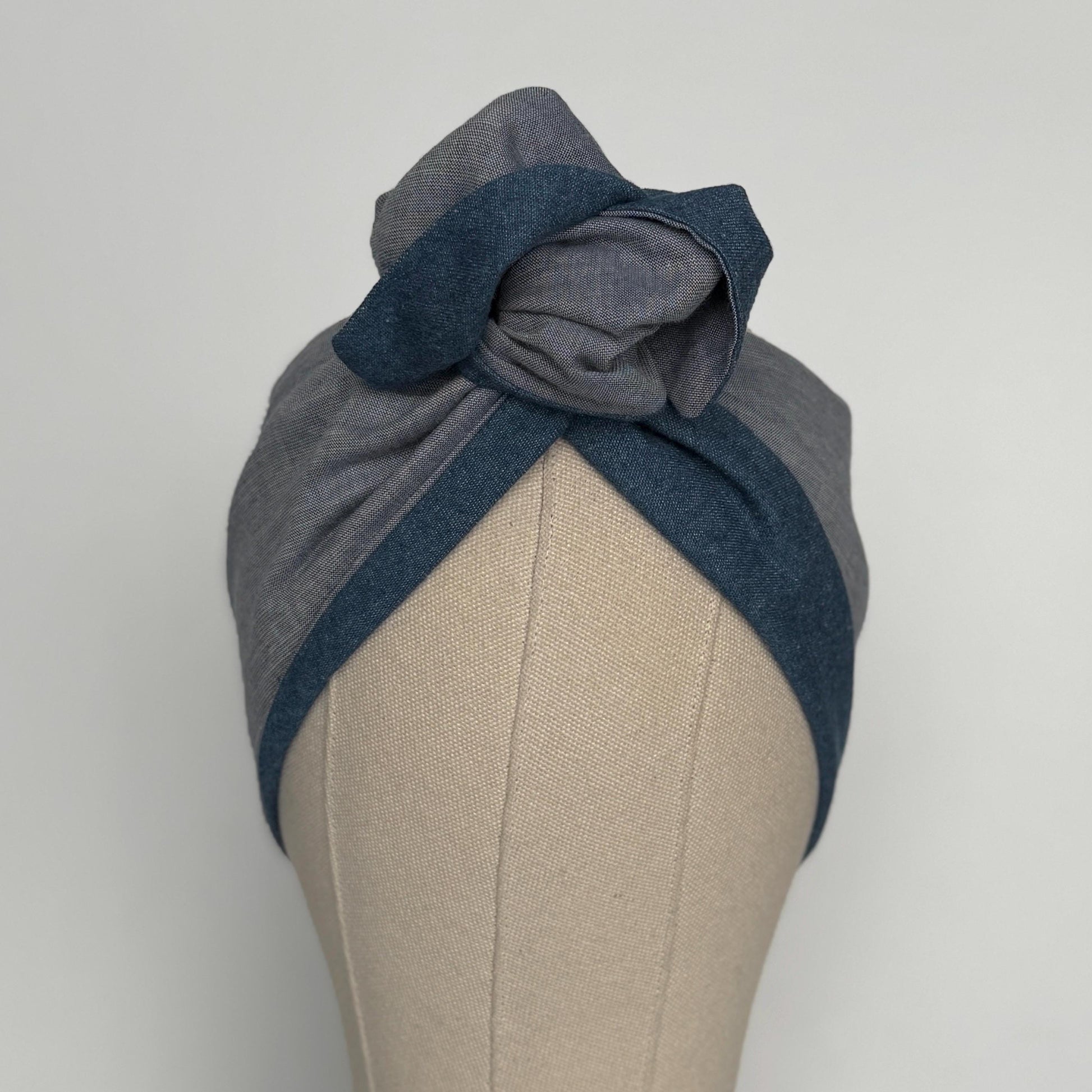 Extra Wide Reversible BENDABLE Wire Headband, Medium Denim Wired Head Wrap, Turban Accessories, Head Scarf Bandana