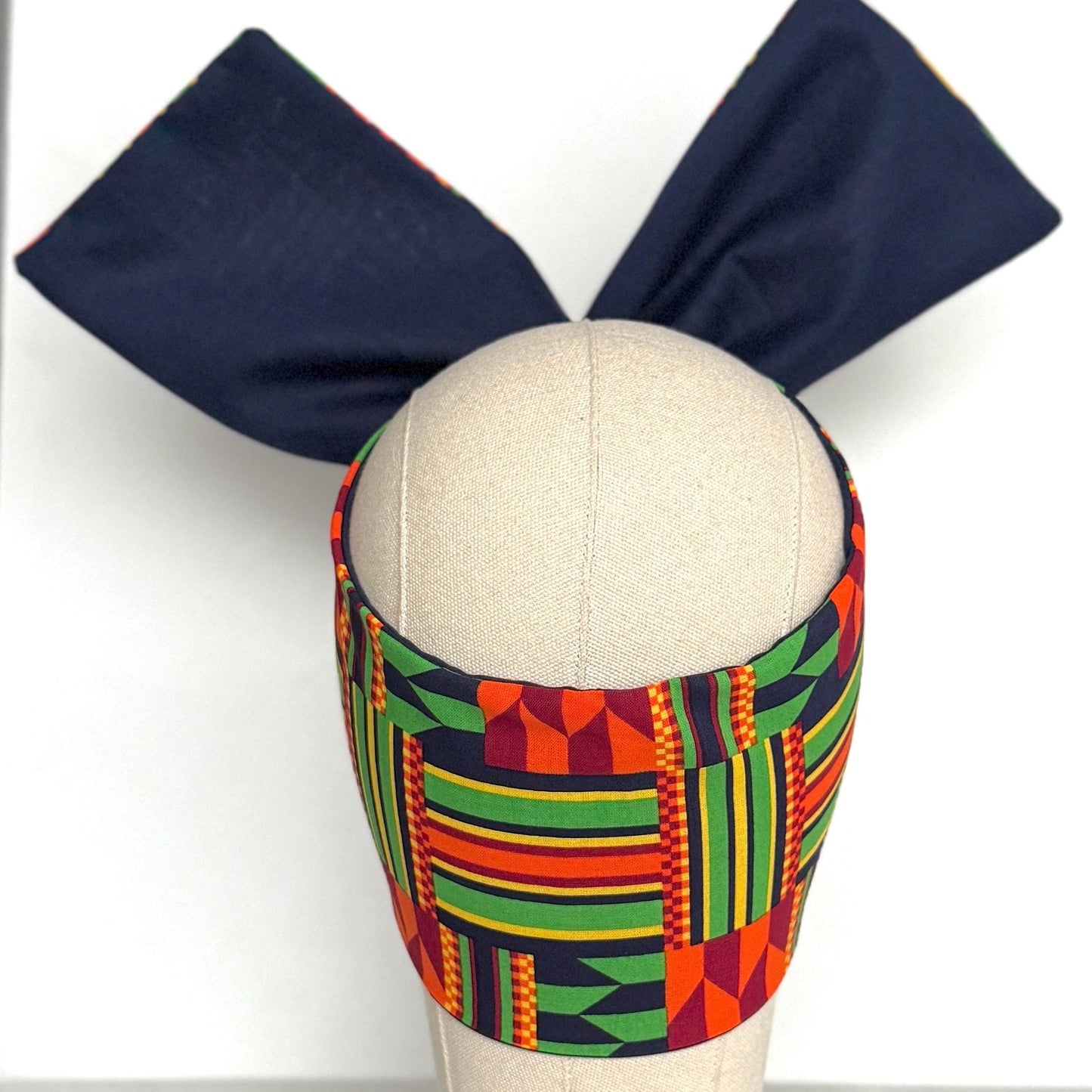Extra Wide Reversible Wire Wrap African Print Headband, Orange Red Yellow Blue Wired Headband, Head Wrap, Turban for Women, Head Scarf