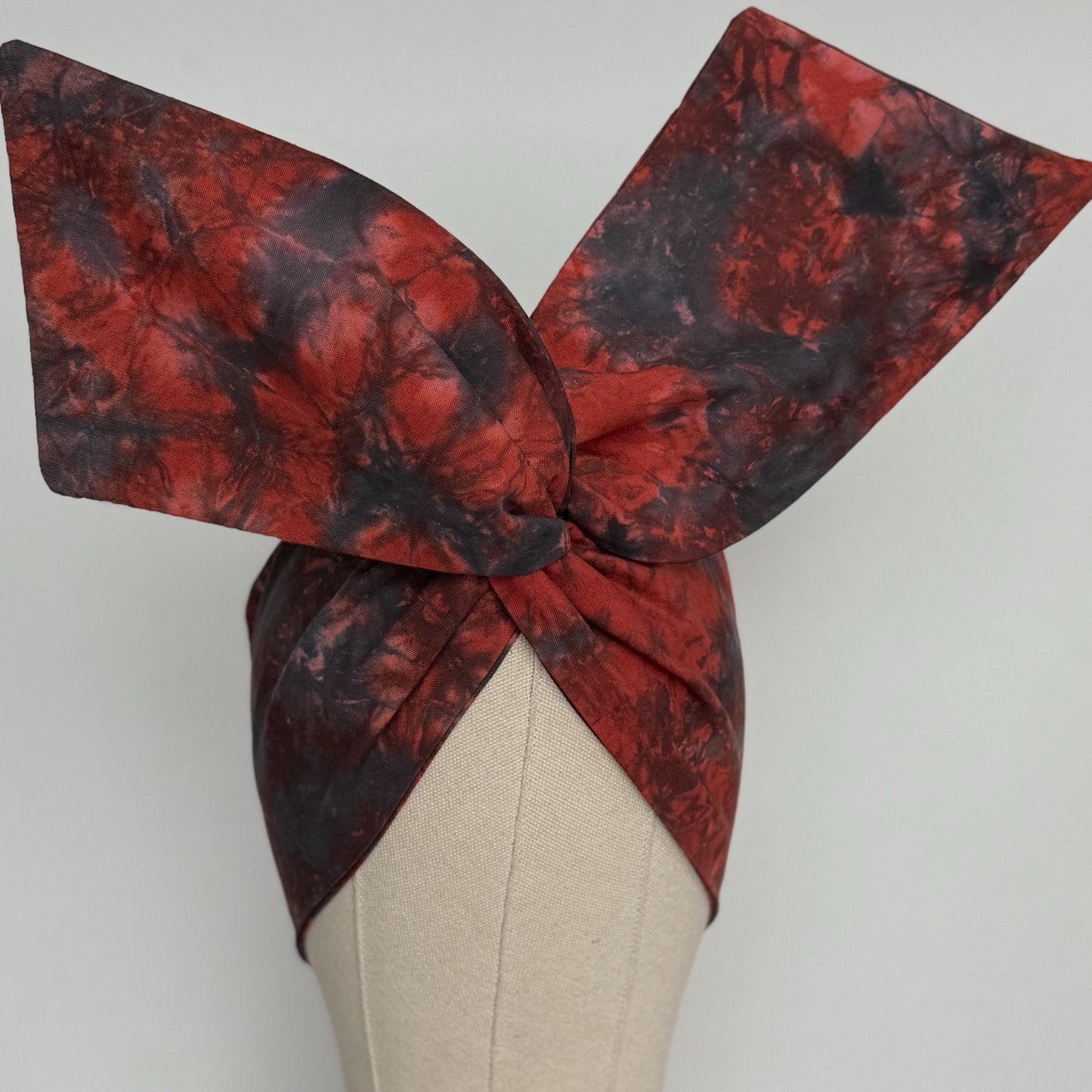 Extra Wide Adjustable Wire Headband, Hand dyed Tie Dye Maroon Blue Wired Headband Turban, Fabric Head Wrap, Hair Scarf