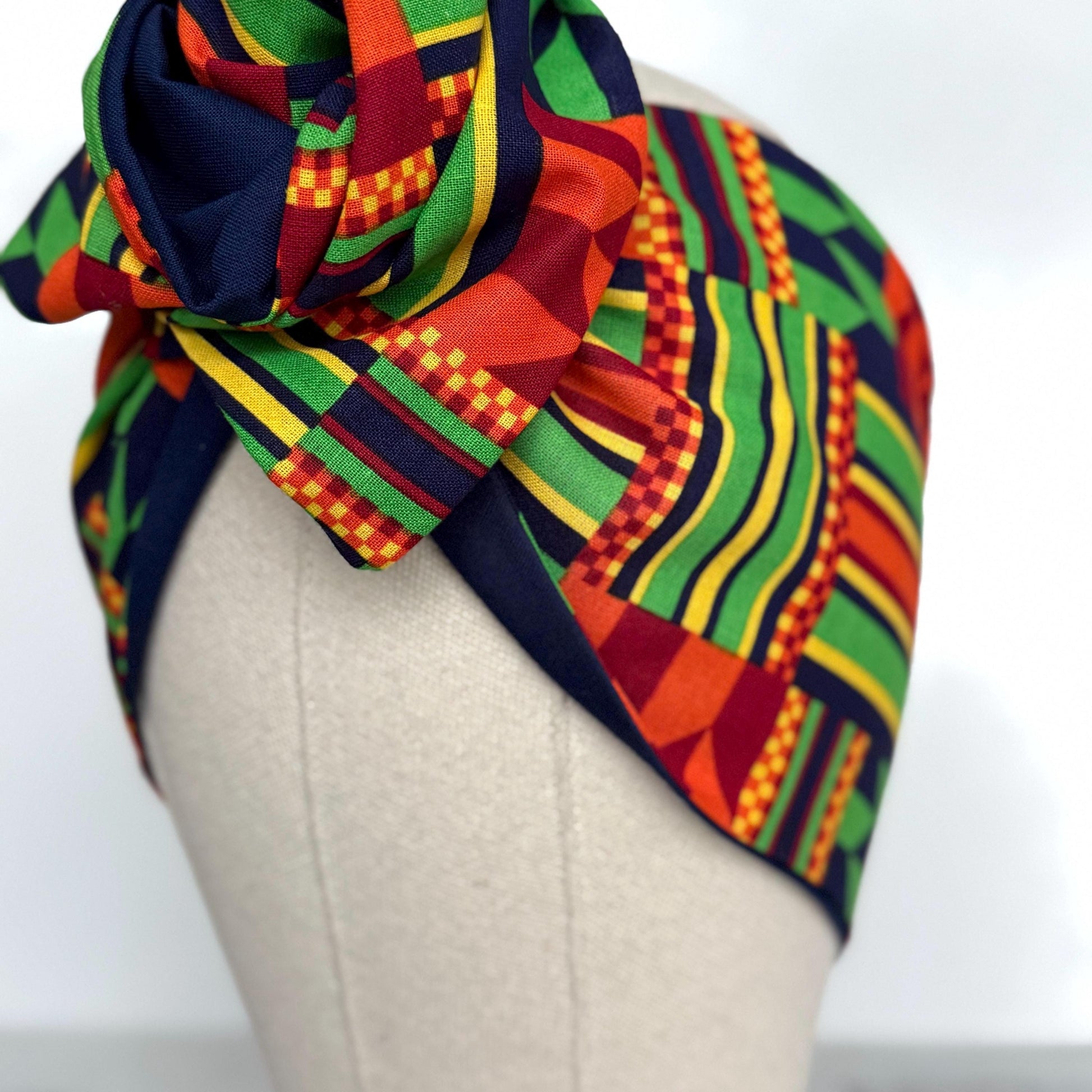 Extra Wide Reversible Wire Wrap African Print Headband, Orange Red Yellow Blue Wired Headband, Head Wrap, Turban for Women, Head Scarf