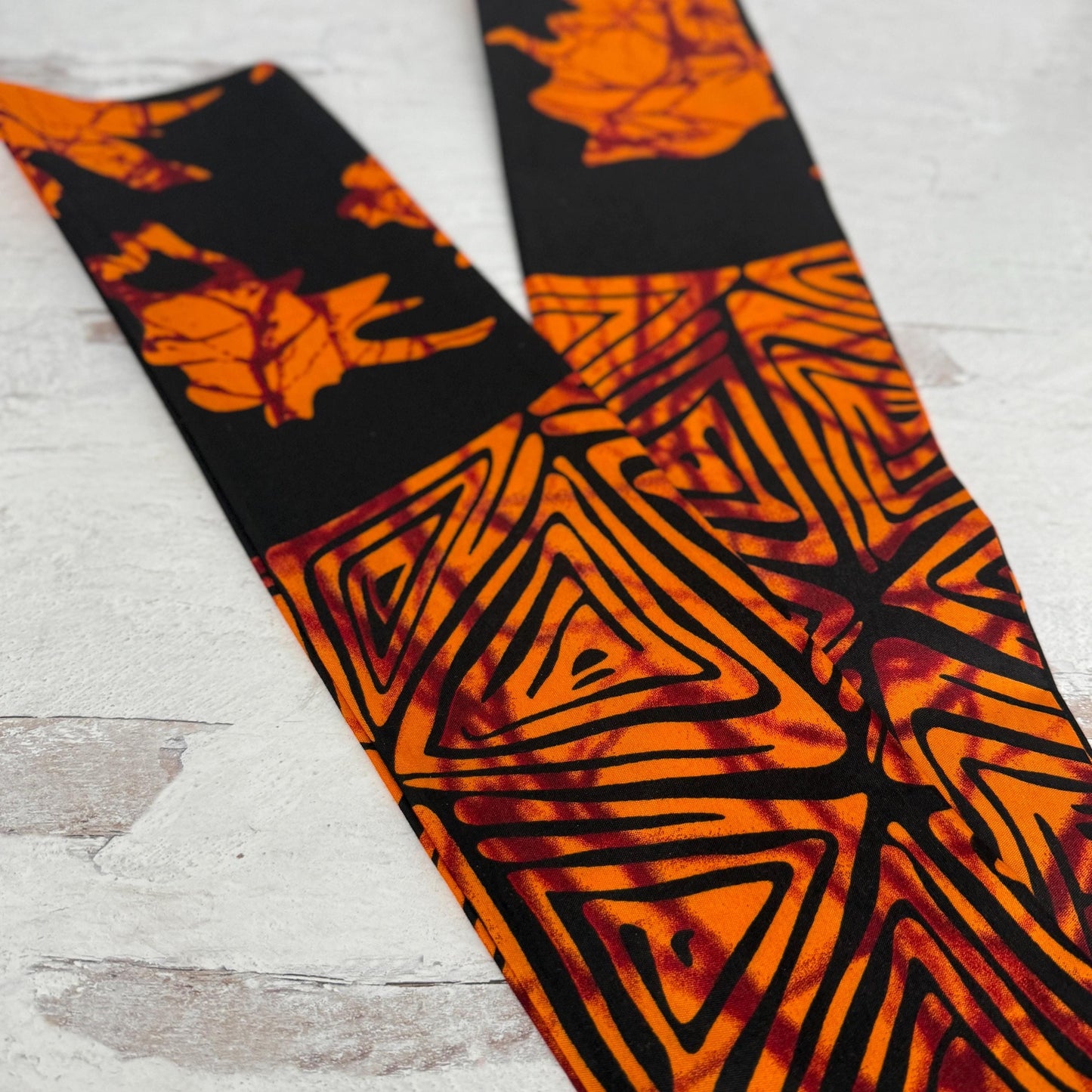 Extra Wide Adjustable Wire Wrap, Ankara Wired Headband, Black Orange African Fabric Head Wrap, Ankara Afro Boho Accessories
