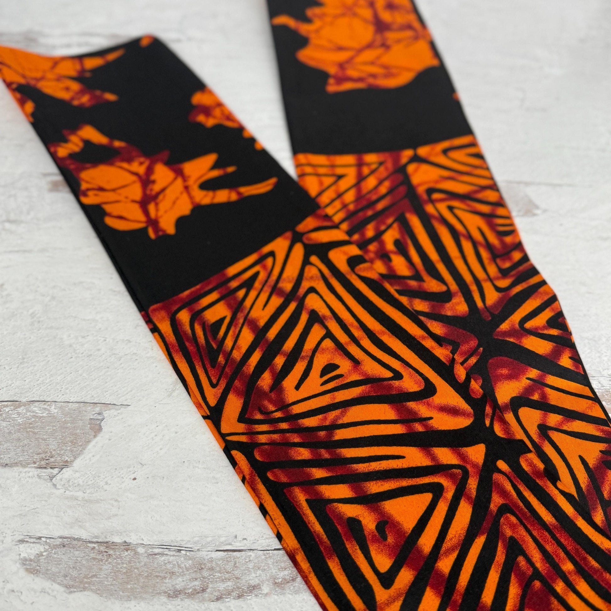Extra Wide Adjustable Wire Wrap, Ankara Wired Headband, Black Orange African Fabric Head Wrap, Ankara Afro Boho Accessories