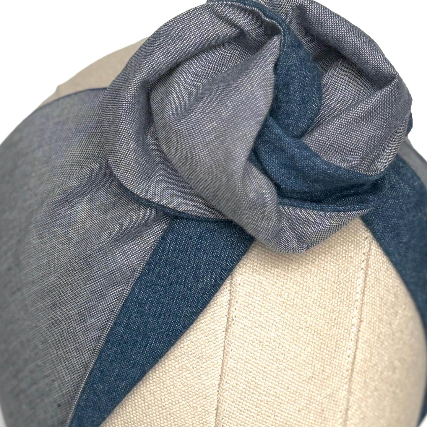 Extra Wide Reversible BENDABLE Wire Headband, Medium Denim Wired Head Wrap, Turban Accessories, Head Scarf Bandana