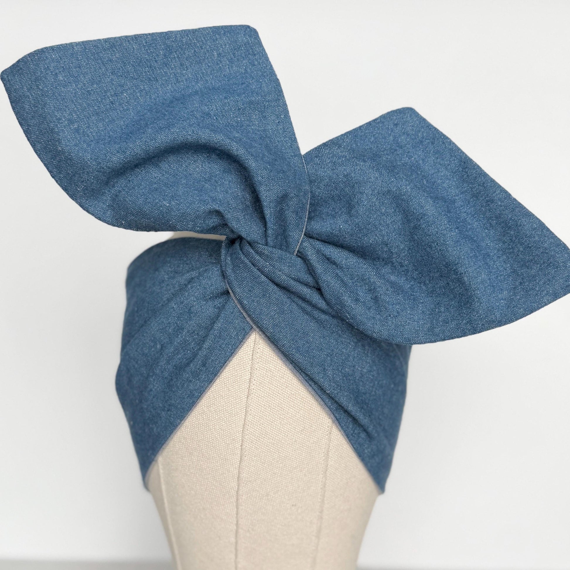 Extra Wide Reversible BENDABLE Wire Headband, Medium Denim Wired Head Wrap, Turban Accessories, Head Scarf Bandana