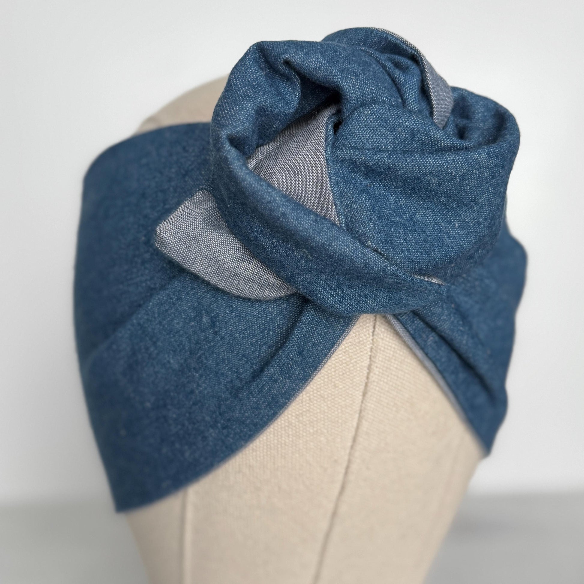 Extra Wide Reversible BENDABLE Wire Headband, Medium Denim Wired Head Wrap, Turban Accessories, Head Scarf Bandana