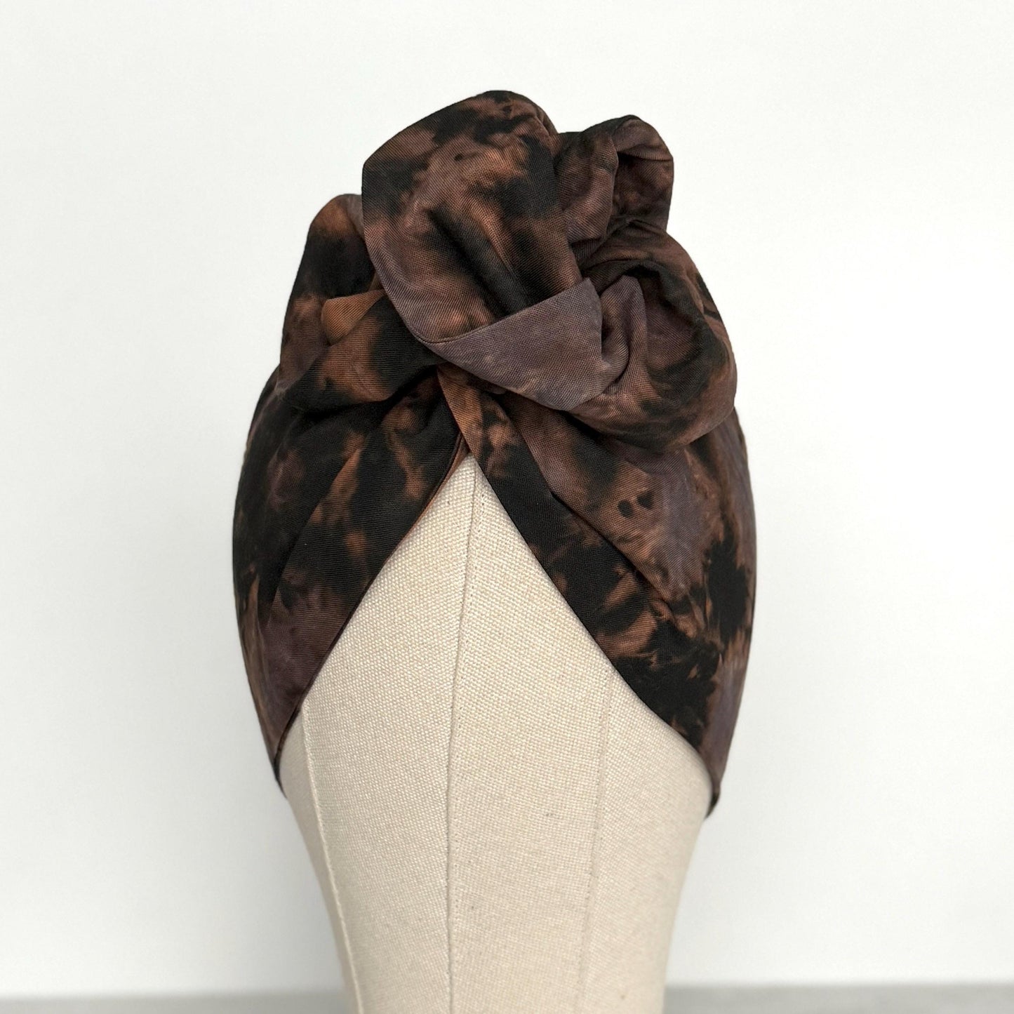 Hand Dyed Long Wide ADJUSTABLE Wire Headband, Taupe Black Tie Dyed Spring Summer Wired Head Wrap, Hair Accessories Women, No Slip Bandana