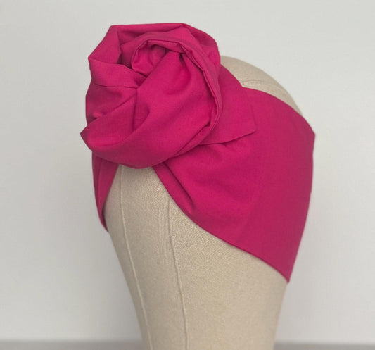 Extra Long Wide Adjustable Wire Headband, Fuchsia Pink Solid Colored, Wired Headband and Turban, Fabric Hair Wrap, Headband for Women