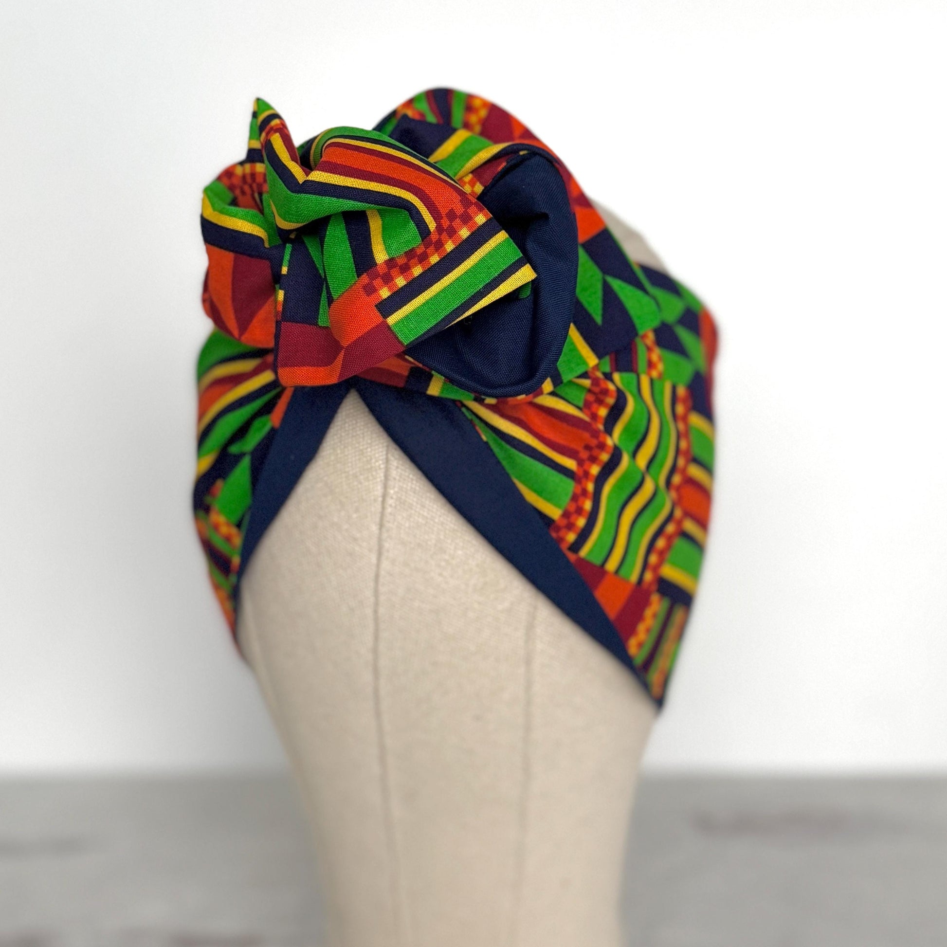 Extra Wide Reversible Wire Wrap African Print Headband, Orange Red Yellow Blue Wired Headband, Head Wrap, Turban for Women, Head Scarf