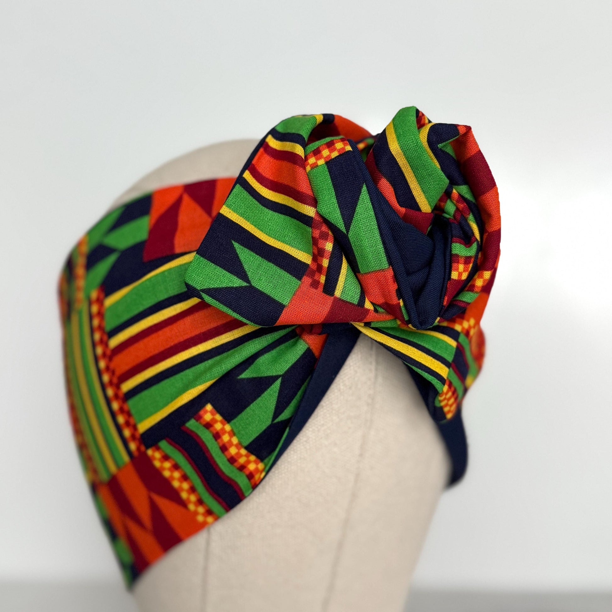 Extra Wide Reversible Wire Wrap African Print Headband, Orange Red Yellow Blue Wired Headband, Head Wrap, Turban for Women, Head Scarf