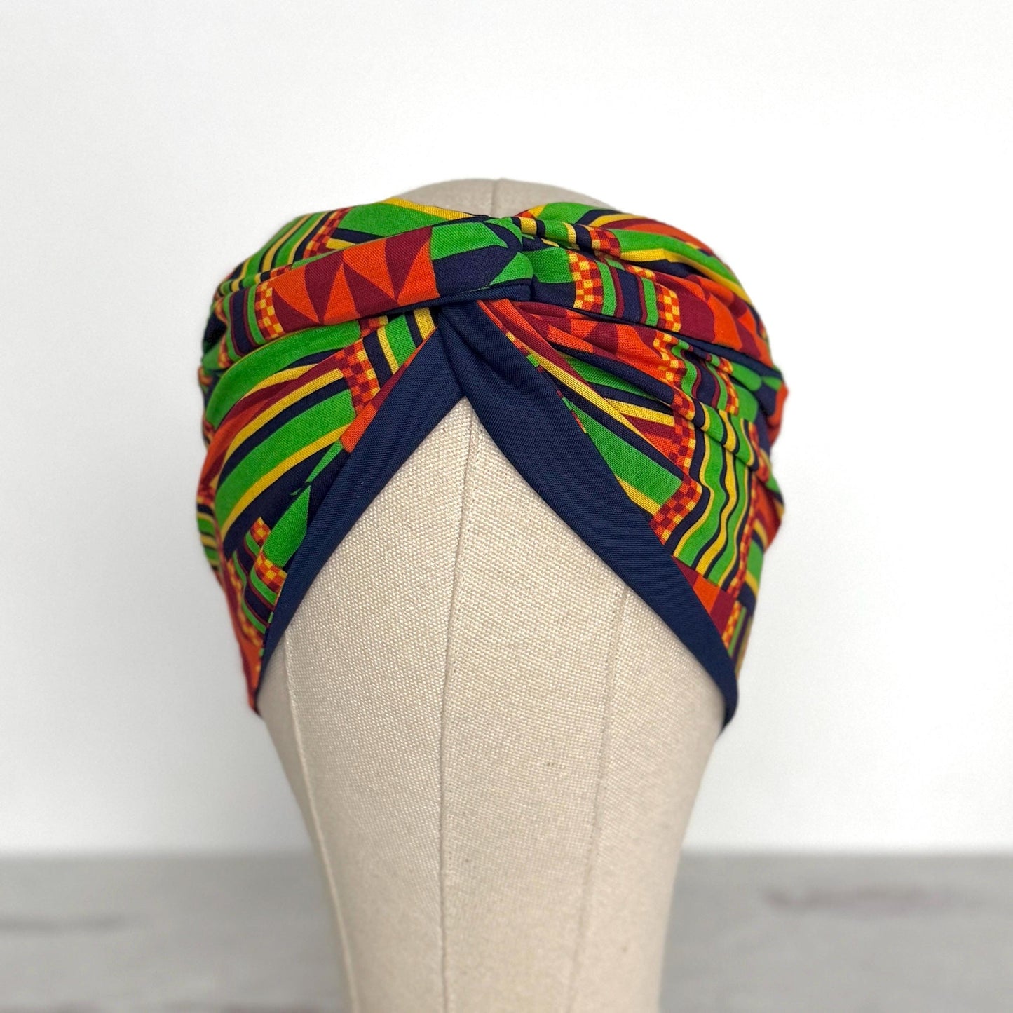 Extra Wide Reversible Wire Wrap African Print Headband, Orange Red Yellow Blue Wired Headband, Head Wrap, Turban for Women, Head Scarf
