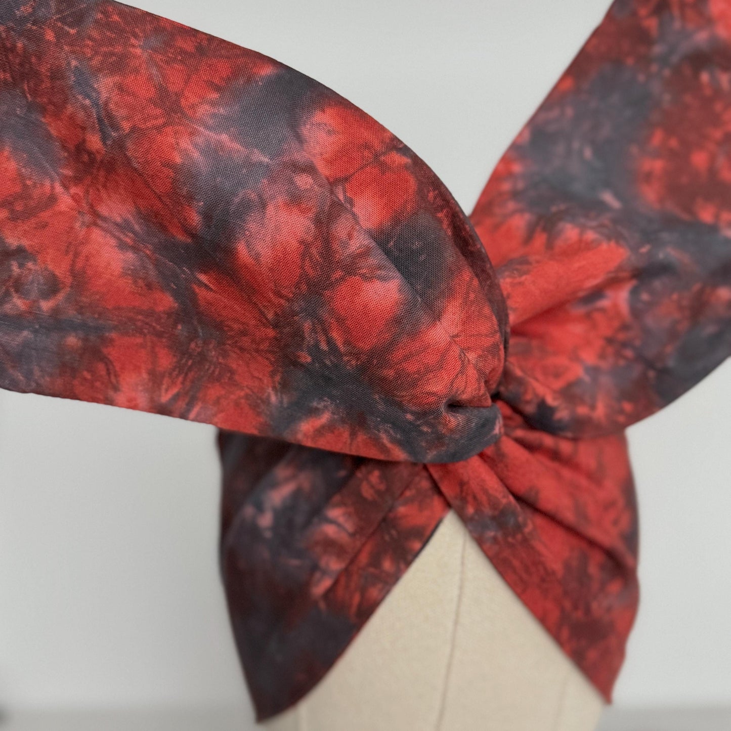 Extra Wide Adjustable Wire Headband, Hand dyed Tie Dye Maroon Blue Wired Headband Turban, Fabric Head Wrap, Hair Scarf