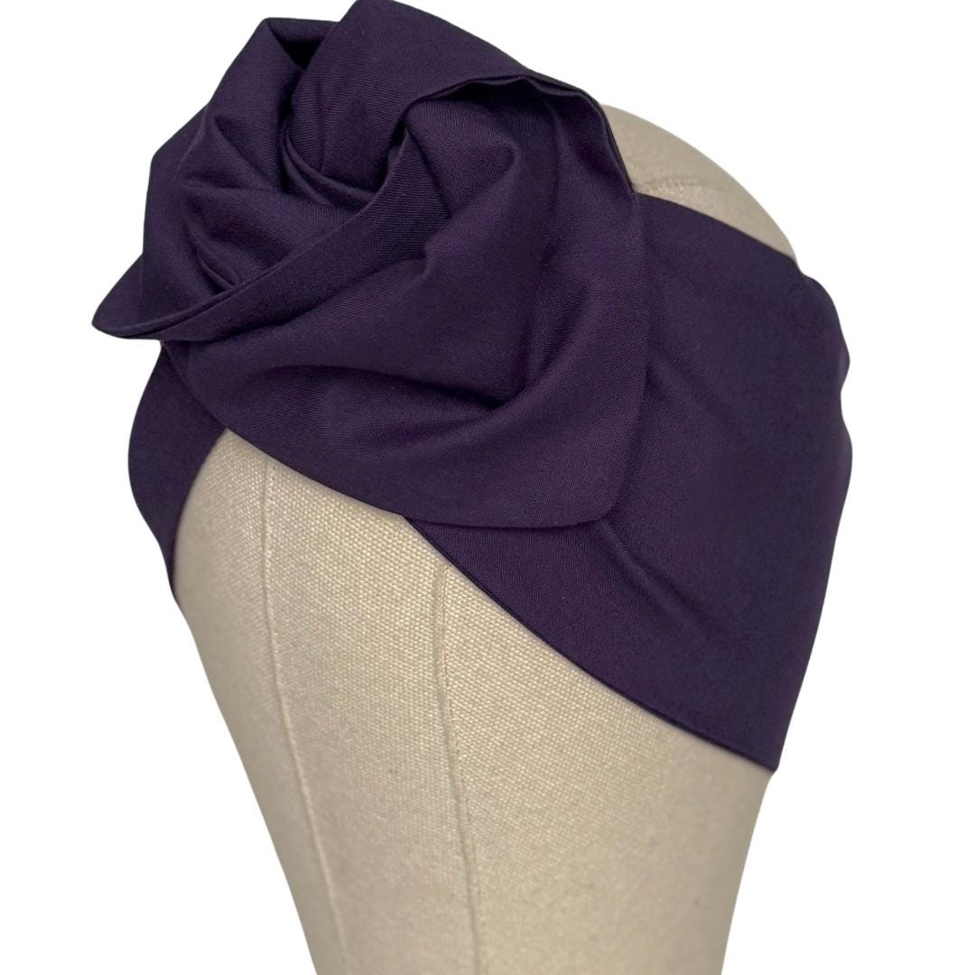 Extra Wide Adjustable Wire Headband, Dark Purple Wired Head Wrap, Turban, Fashion Hair Accessories for Women