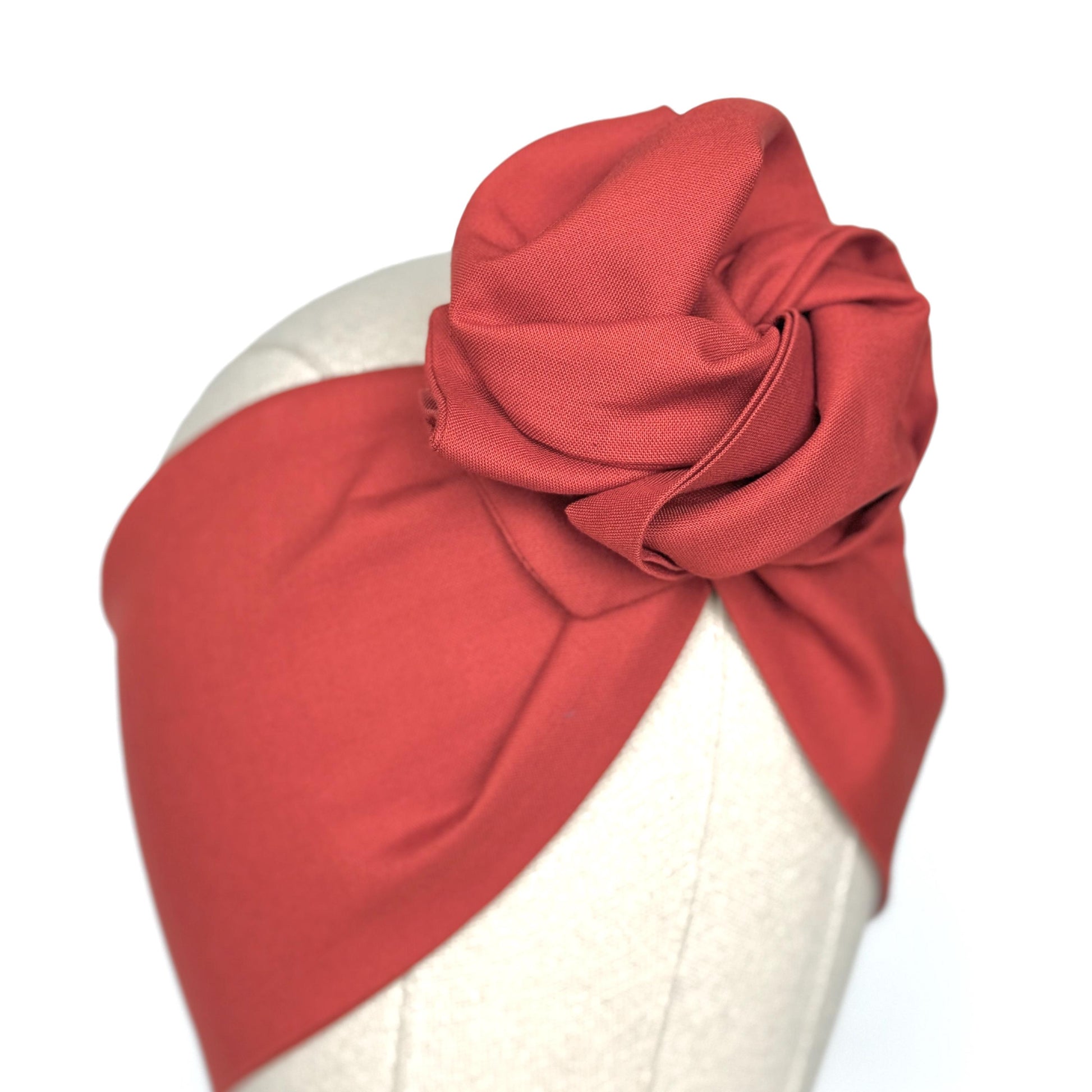 Extra Wide Adjustable Wire Headband, Burnt Orange Terracotta Solid Print Wired Head Wrap, Turban, Fall Fashion Hair Accessories for Women