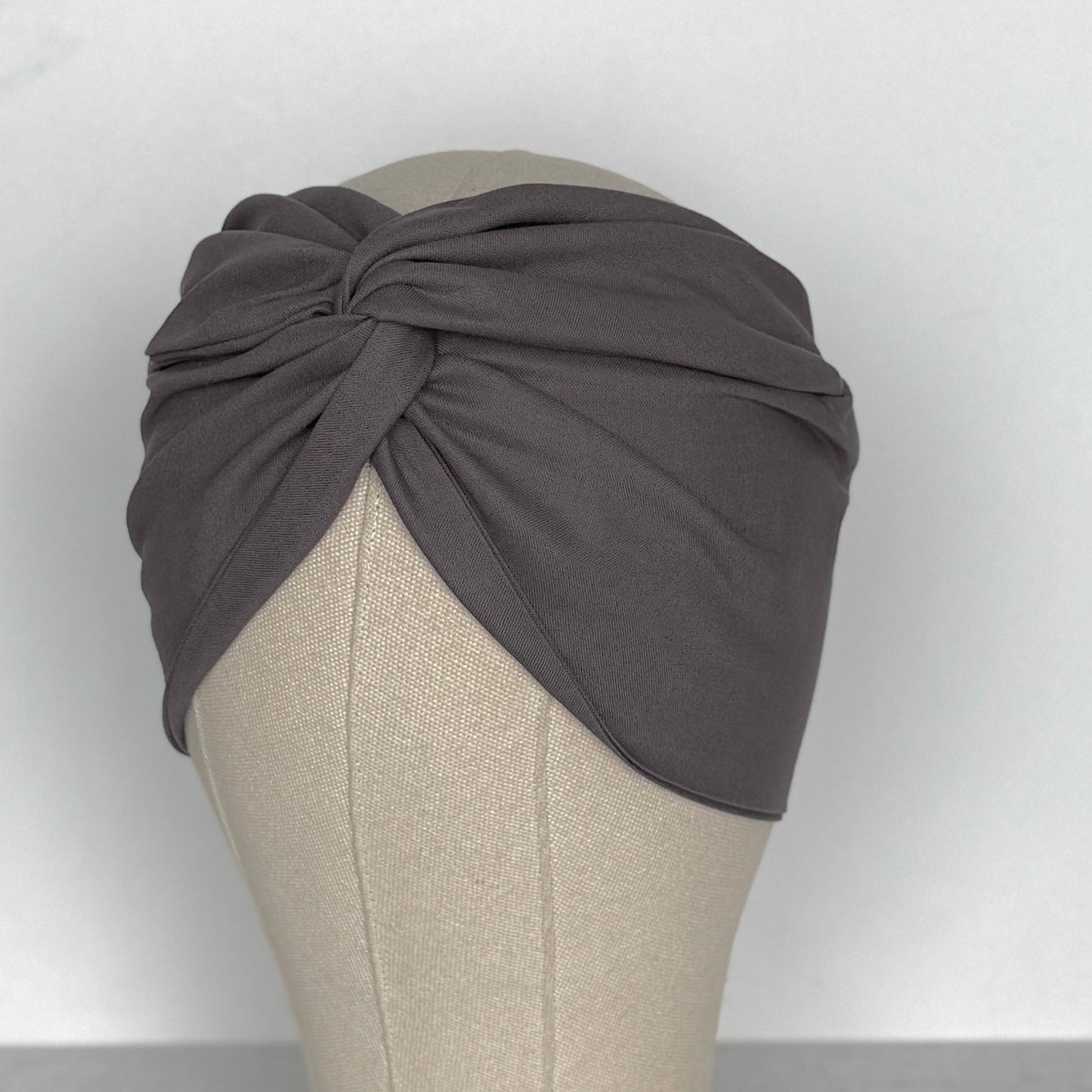 Extra Wide Adjustable Wire Headband, Dark Smoke Gray Solid Print Wired Head Wrap, Turban, Fall Fashion Hair Accessories for Women