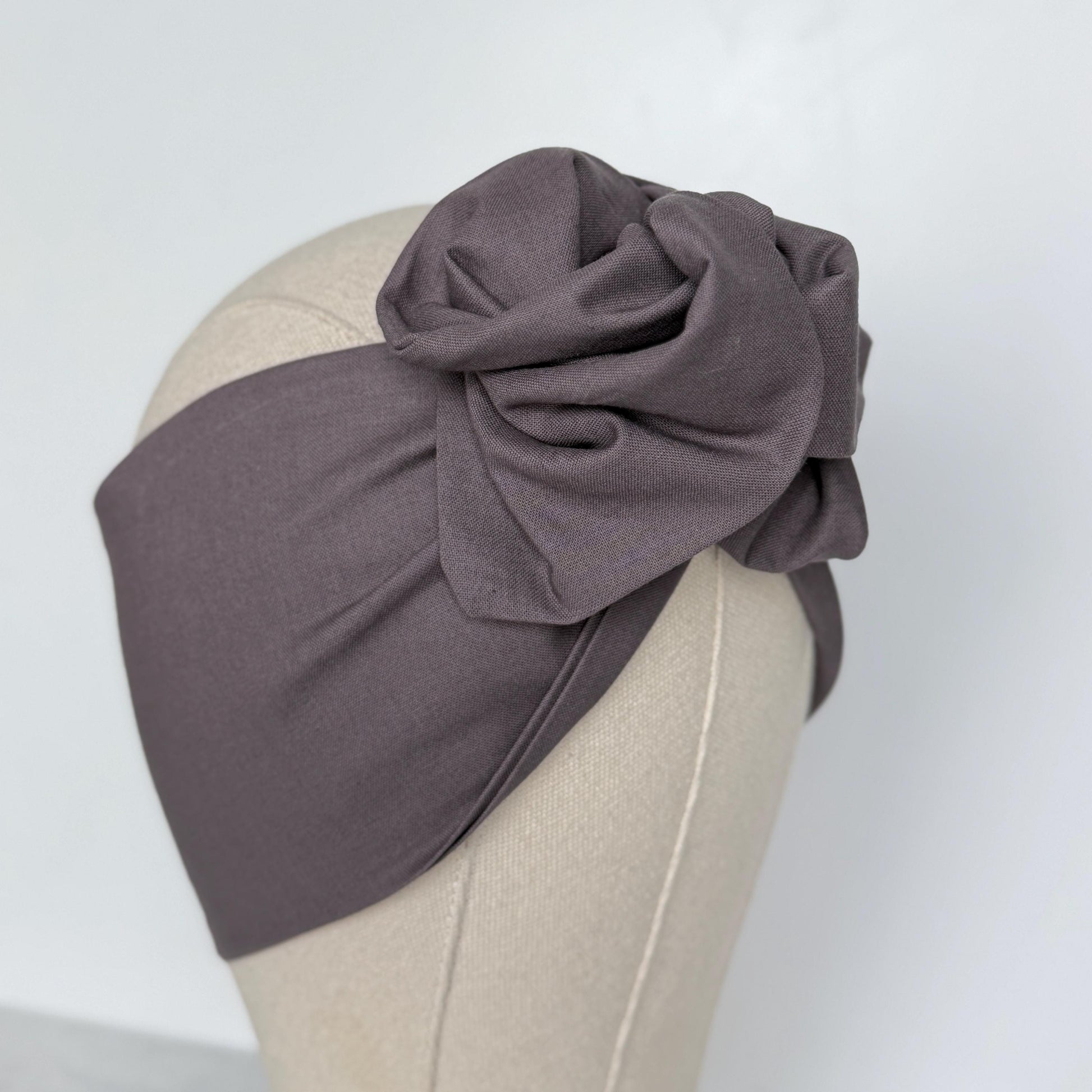 Extra Wide Adjustable Wire Headband, Dark Smoke Gray Solid Print Wired Head Wrap, Turban, Fall Fashion Hair Accessories for Women