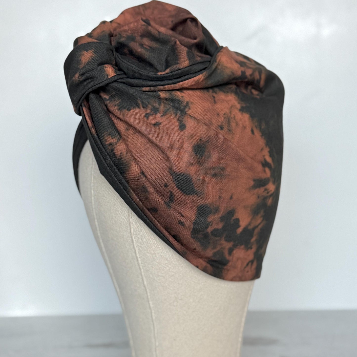 Full Turban Reversible Wire Headband, Hand Dyed Extra Wide Black Brown Wired Headband, Tie Dyed Fabric Head Wrap, Afro Boho Accessories
