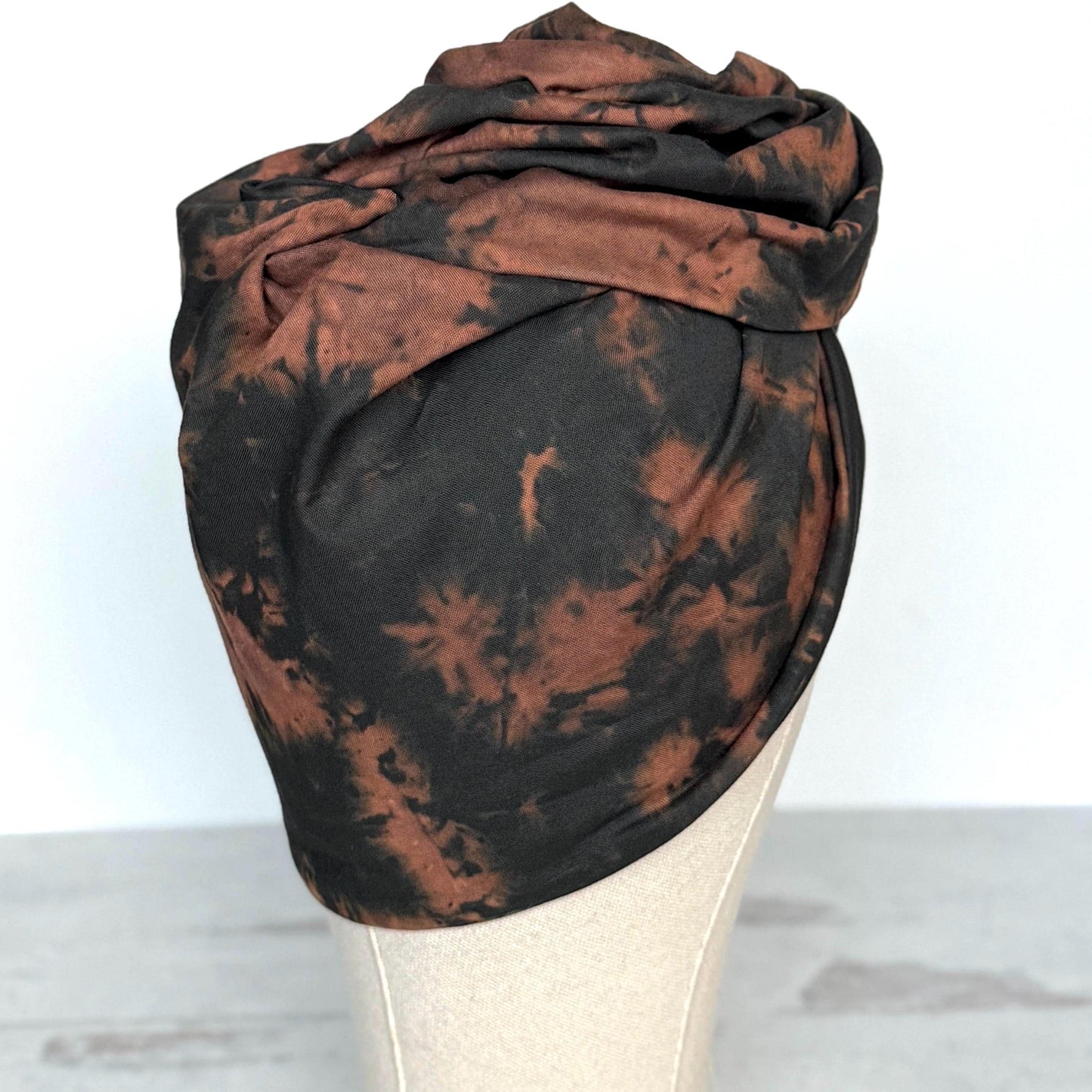 Full Turban Reversible Wire Headband, Hand Dyed Extra Wide Black Brown Wired Headband, Tie Dyed Fabric Head Wrap, Afro Boho Accessories