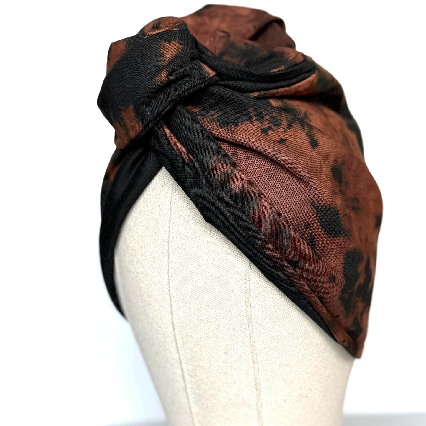 Full Turban Reversible Wire Headband, Hand Dyed Extra Wide Black Brown Wired Headband, Tie Dyed Fabric Head Wrap, Afro Boho Accessories
