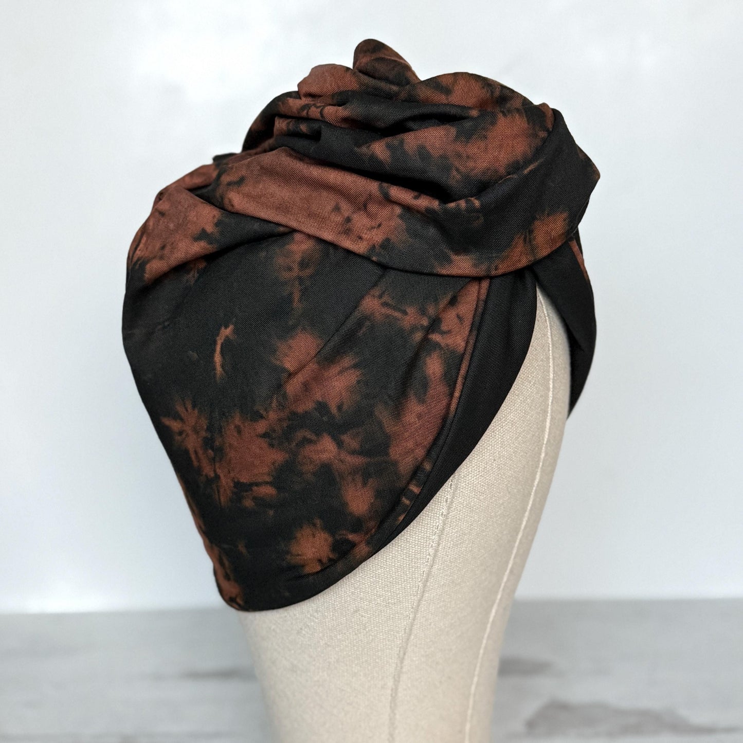 Full Turban Reversible Wire Headband, Hand Dyed Extra Wide Black Brown Wired Headband, Tie Dyed Fabric Head Wrap, Afro Boho Accessories