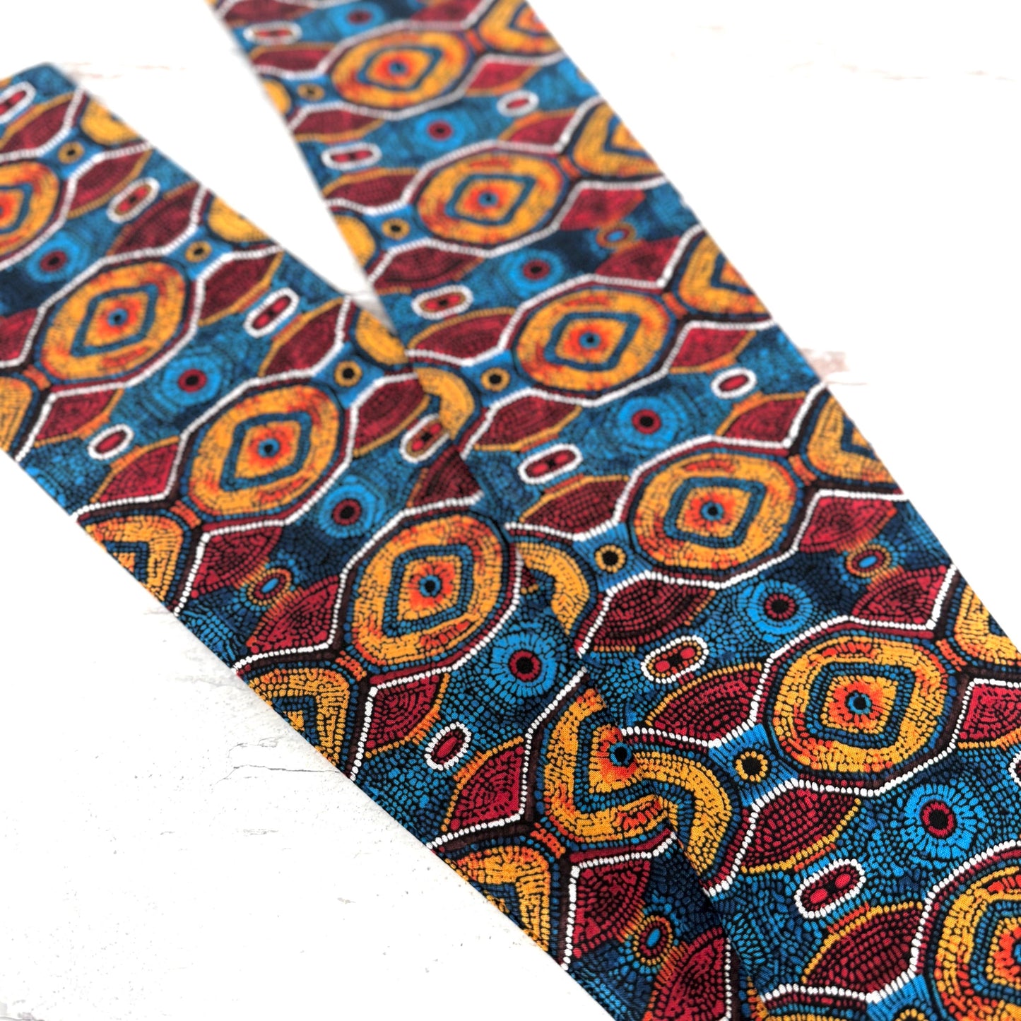 Extra Wide Adjustable Wire Headband, Red Blue Yellow Tribal Print, Boho Wired Headband, Fabric Head Wrap, Turban, Gift idea, Bendable Scarf