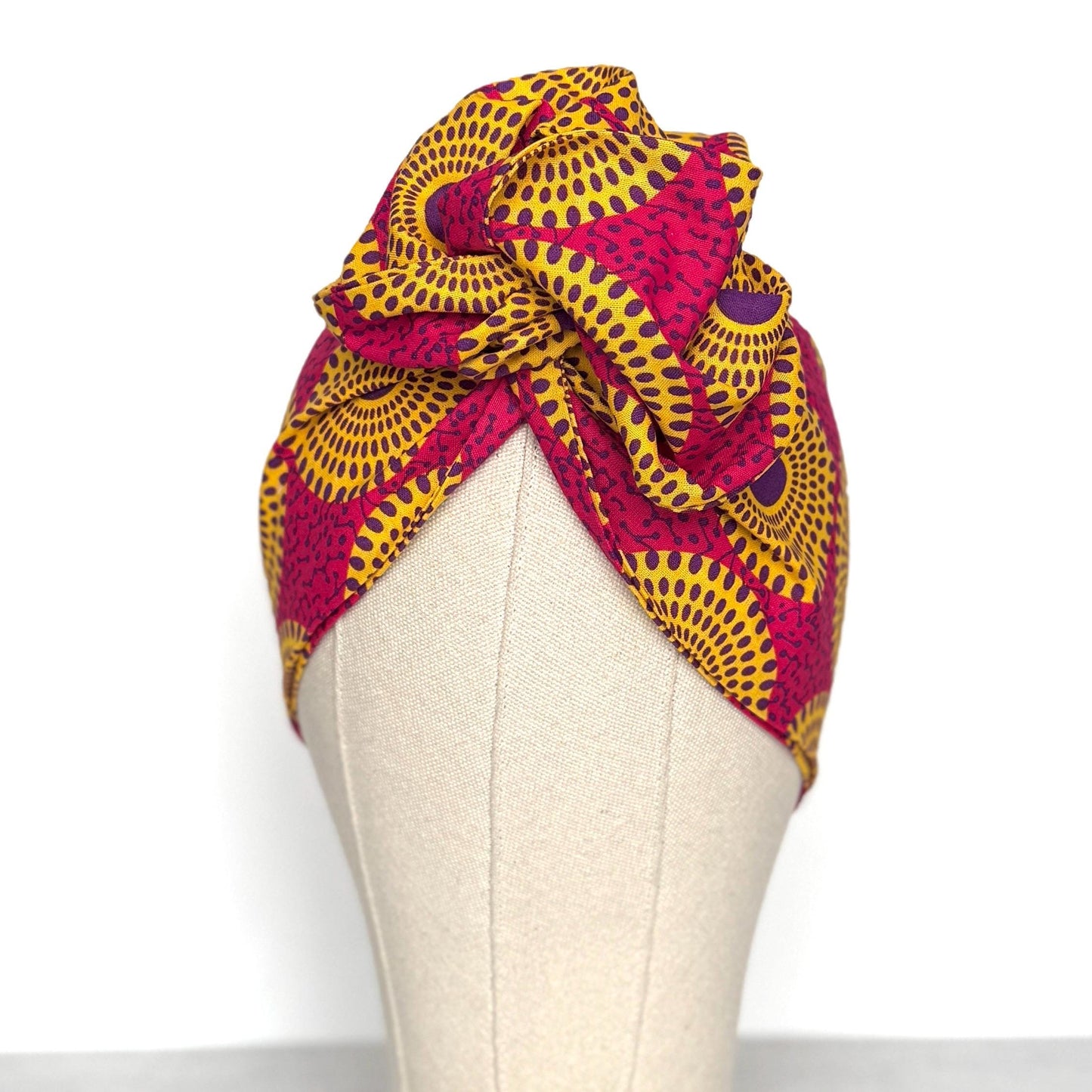 Extra Wide Adjustable Wire Headband African Print, Fuscia Yellow Purple Boho Wired Headband, Fabric Head Wrap, Turban, Gift for Her, Scarf