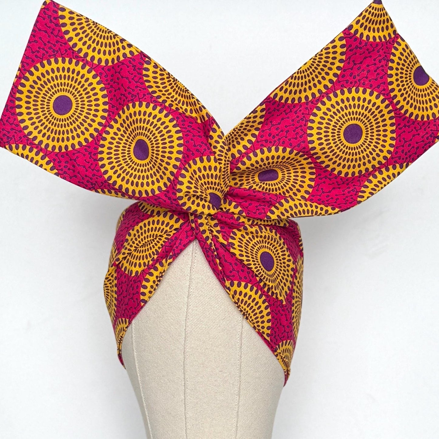 Extra Wide Adjustable Wire Headband African Print, Fuscia Yellow Purple Boho Wired Headband, Fabric Head Wrap, Turban, Gift for Her, Scarf