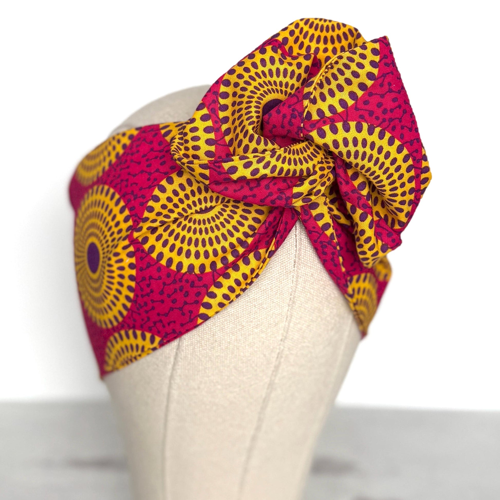 Extra Wide Adjustable Wire Headband African Print, Fuscia Yellow Purple Boho Wired Headband, Fabric Head Wrap, Turban, Gift for Her, Scarf